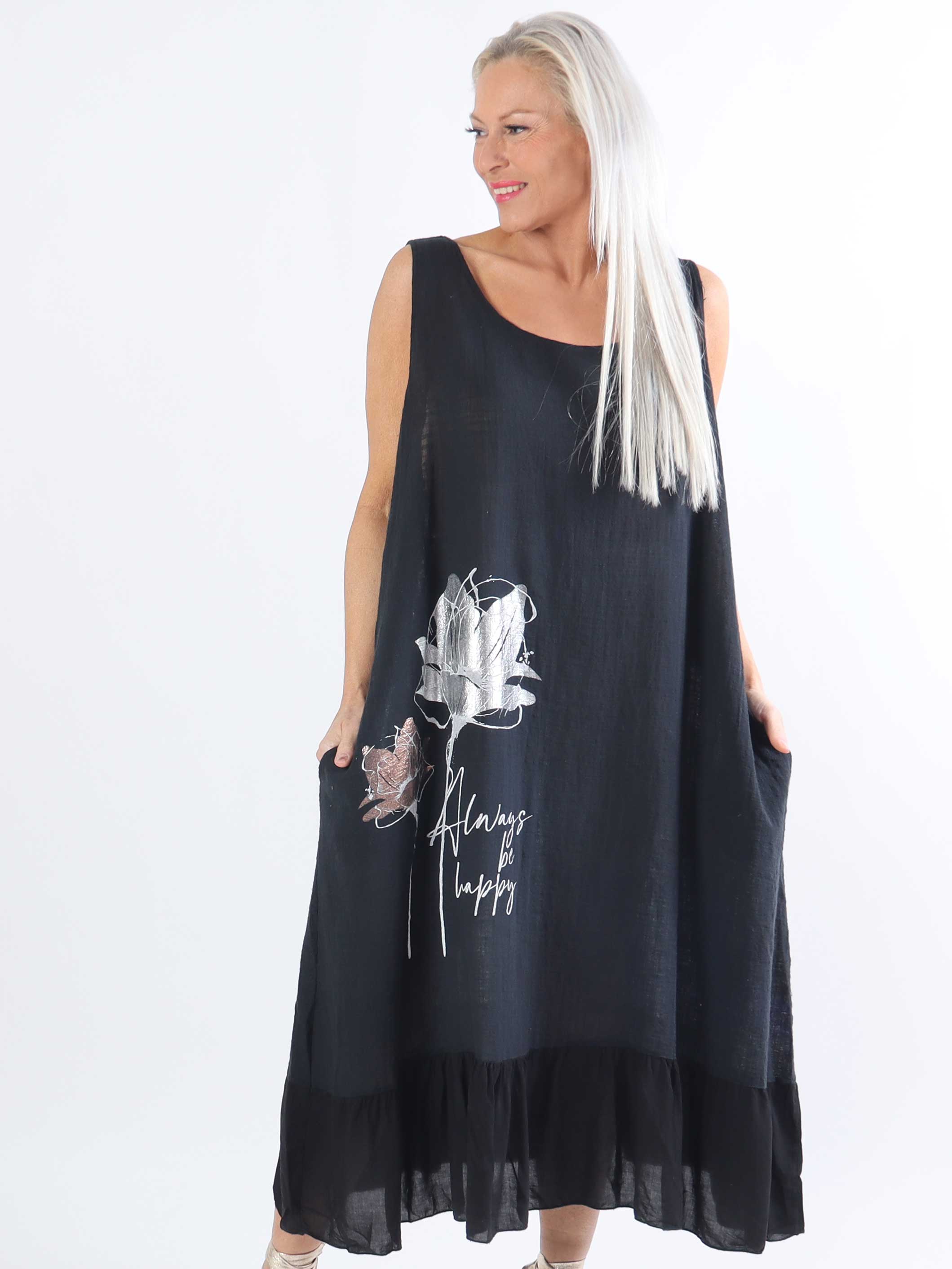 Mille - Plus size sommarklänning i linne med volang