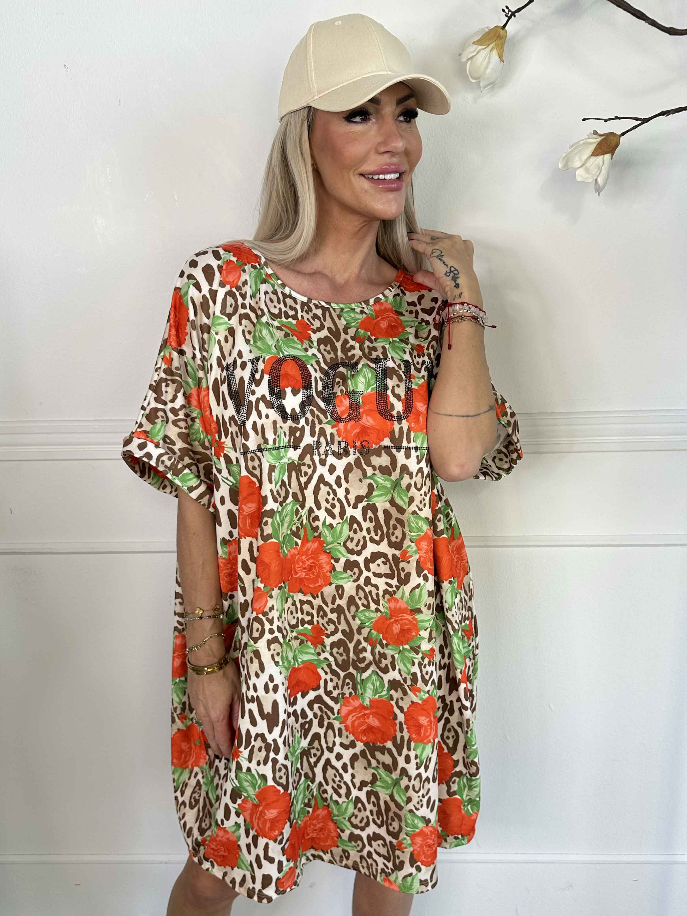Mintu Leo Dress - T-shirtklänning i mjuk bomull med leopardtryck