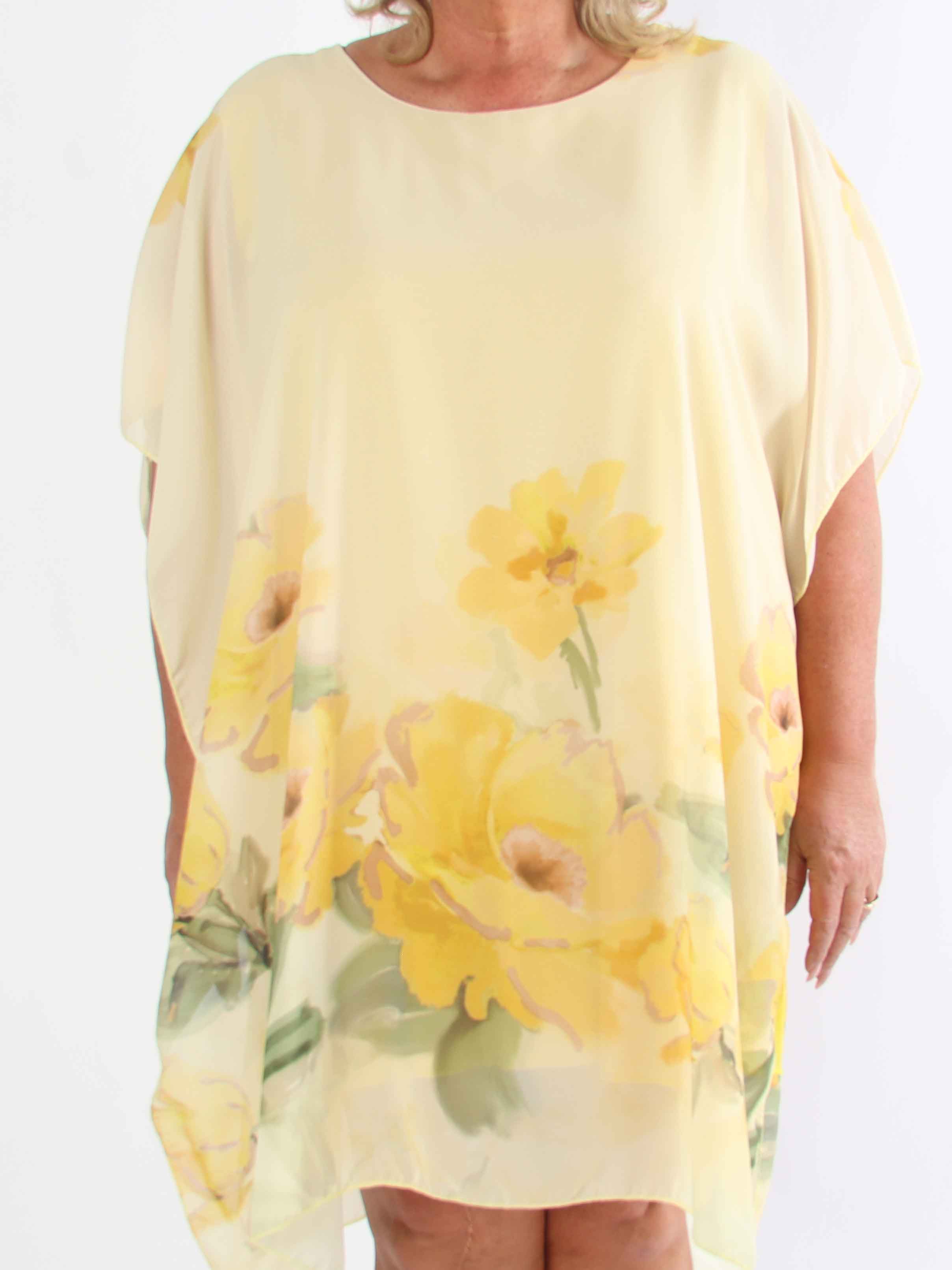 Mirabella - Tunikaklänning i plus size med chiffonglager och underkjol i viskos