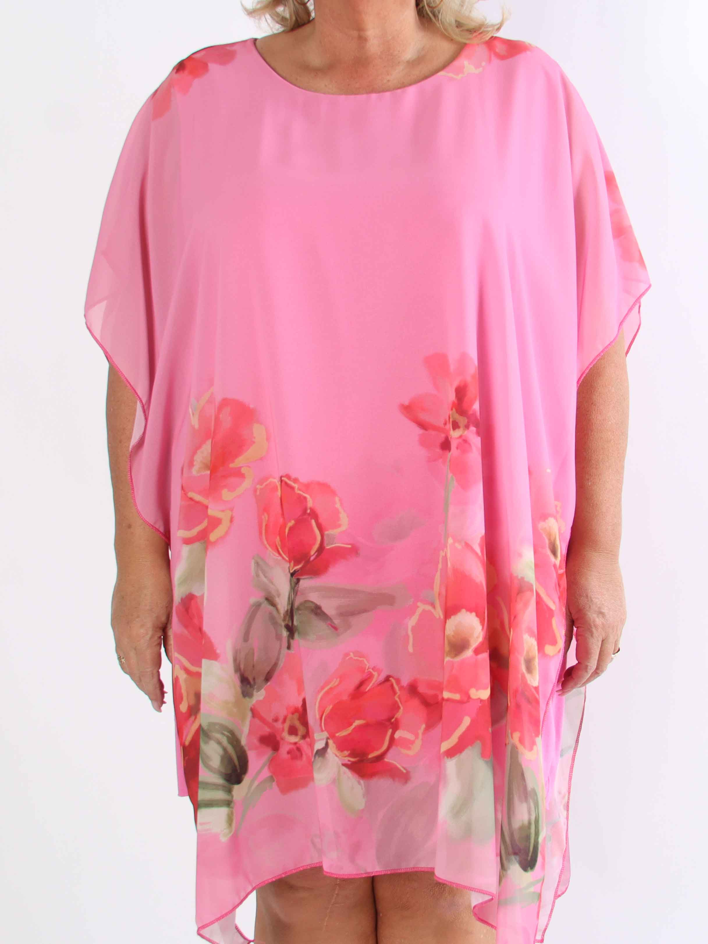 Mirabella - Tunikaklänning i plus size med chiffonglager och underkjol i viskos