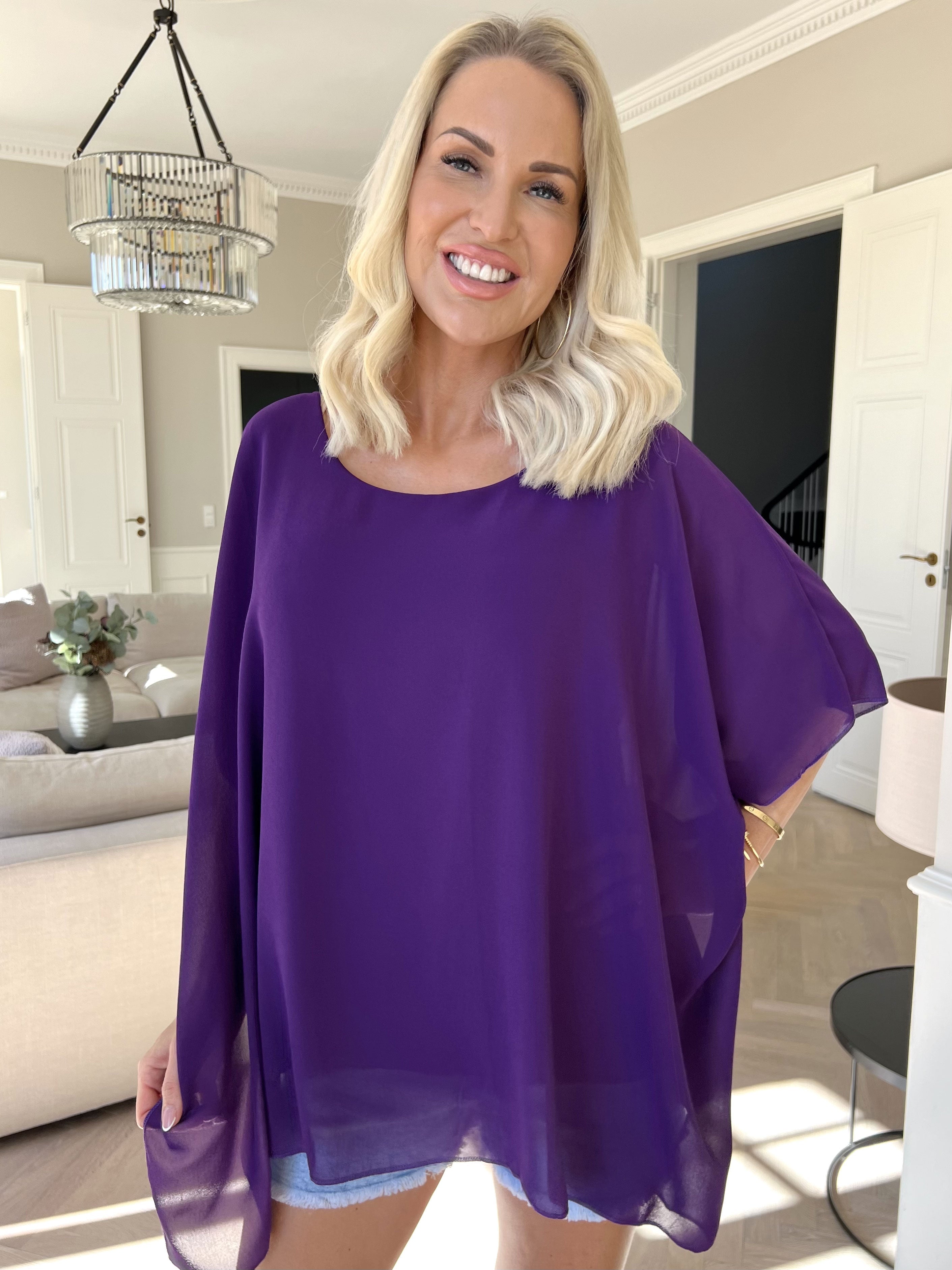 Mirabella Plain Shirt - Söt tunika med löst chiffonglager