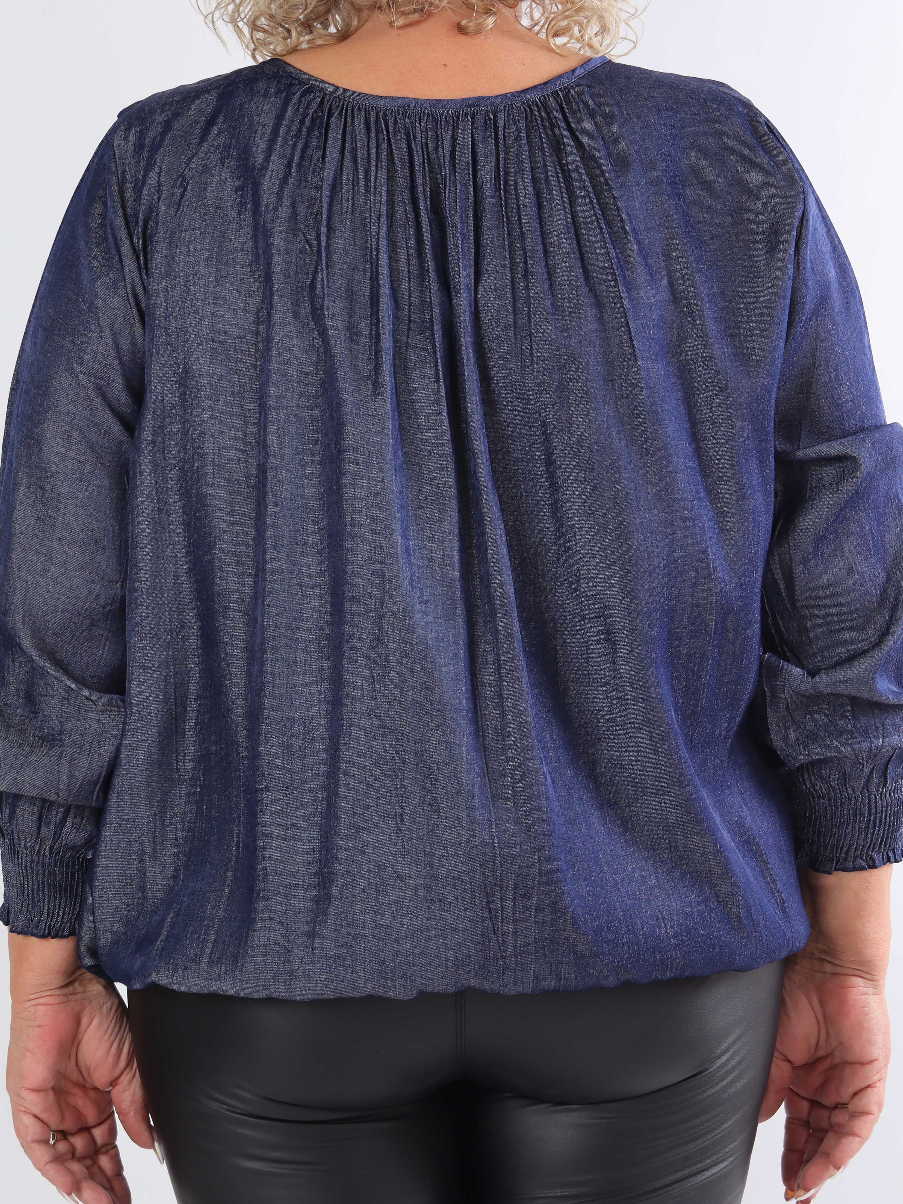 Miracle Denim Shirt L/S - Blus i plusstorlek med resår i nederkanten