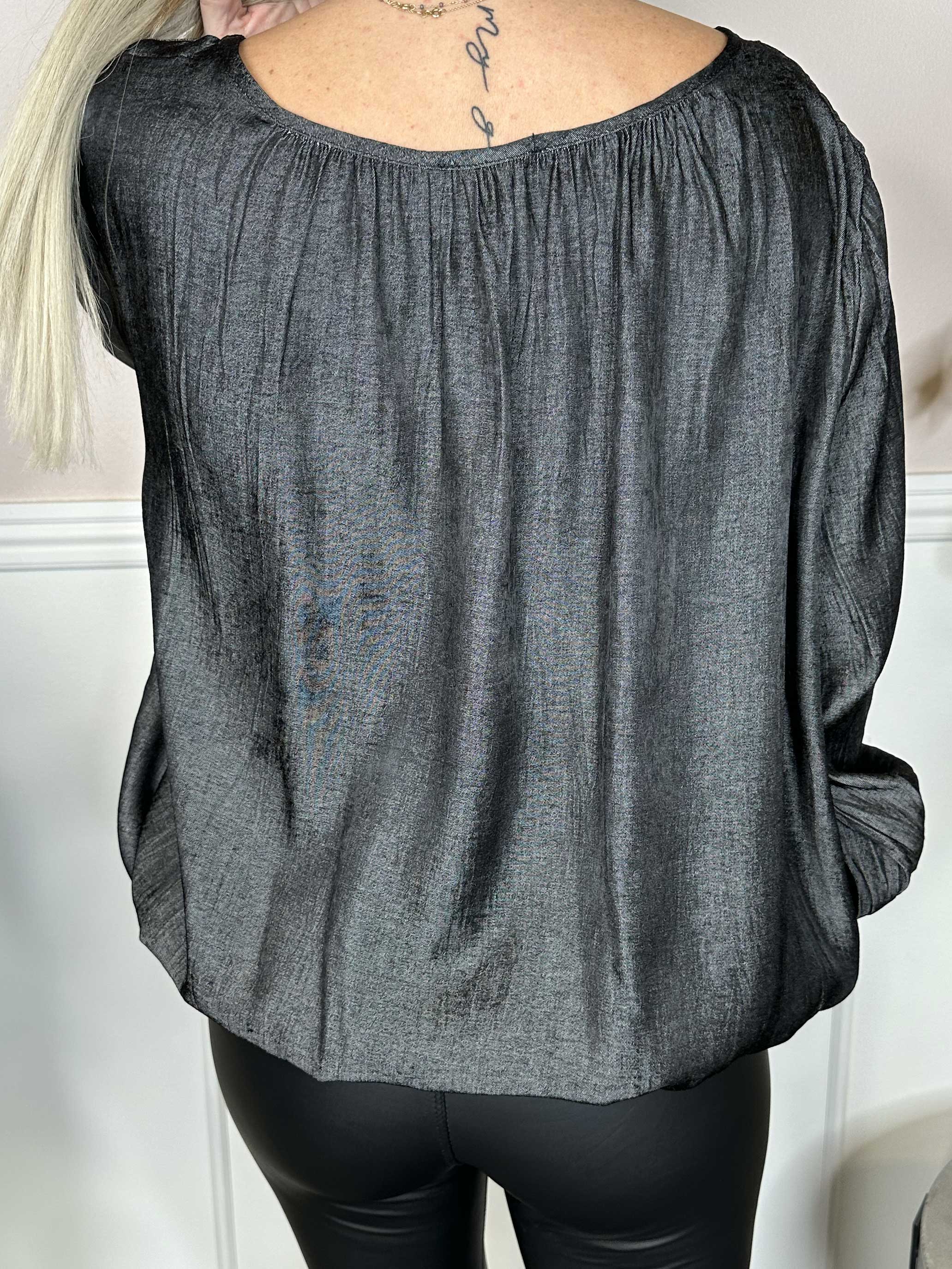 Miracle Denim Shirt L/S - Blus med resår i nederkanten och långa ärmar