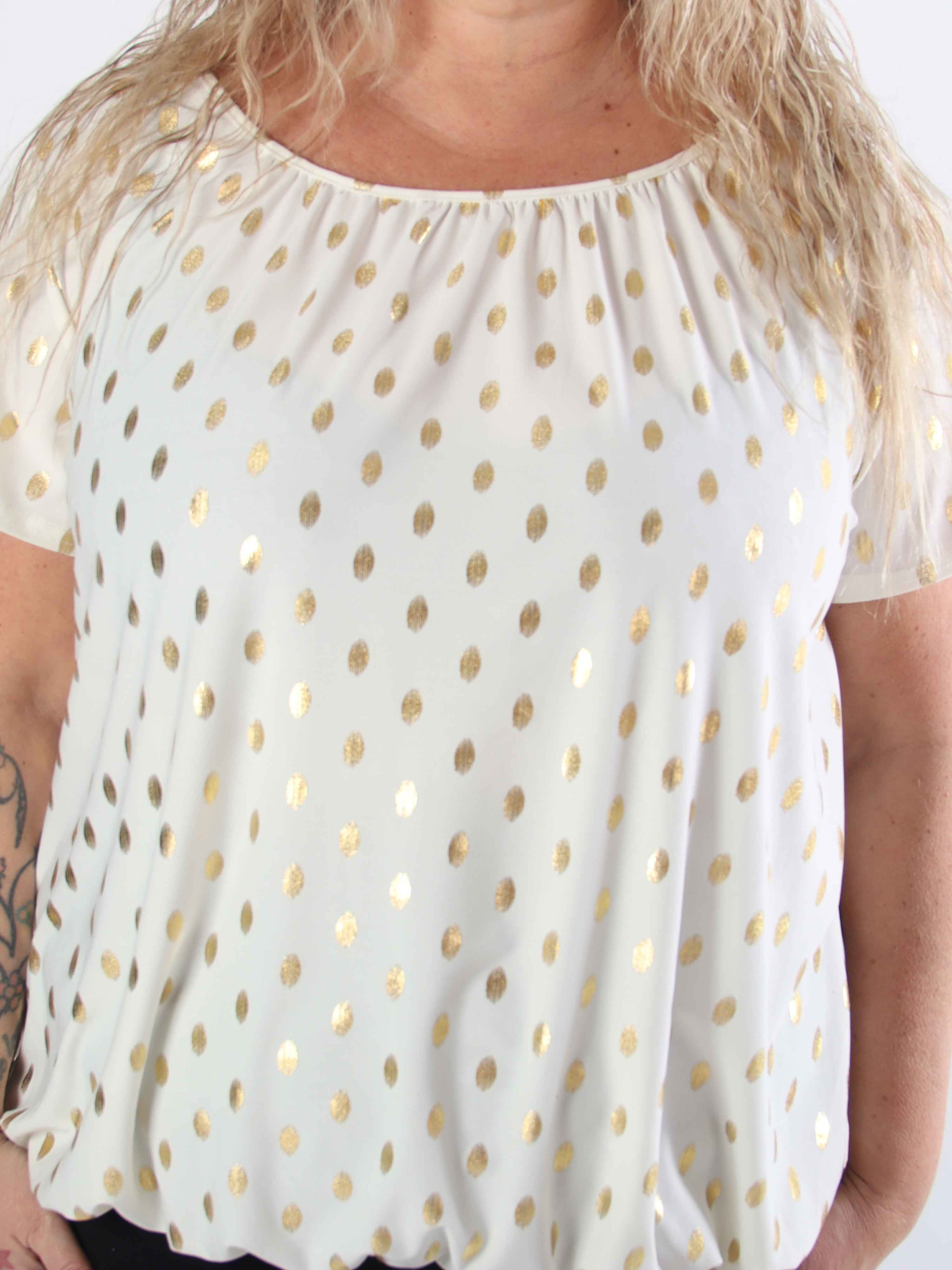 Miracle Dot T-shirt - Elastisk plus size blus med guldprickar på