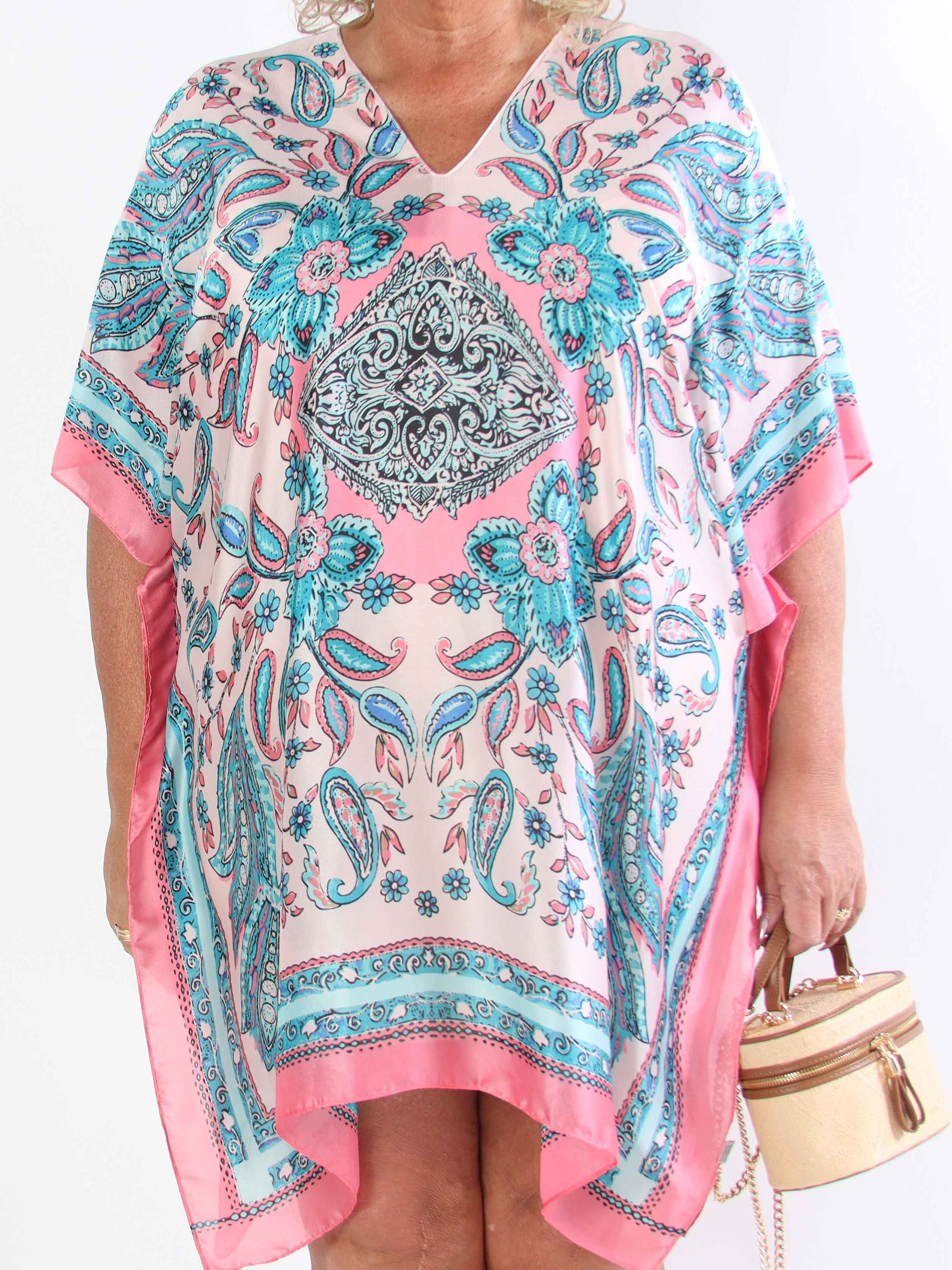 Miranda - Löst mönstrad plus size-tunika i mjuk viskos och siden