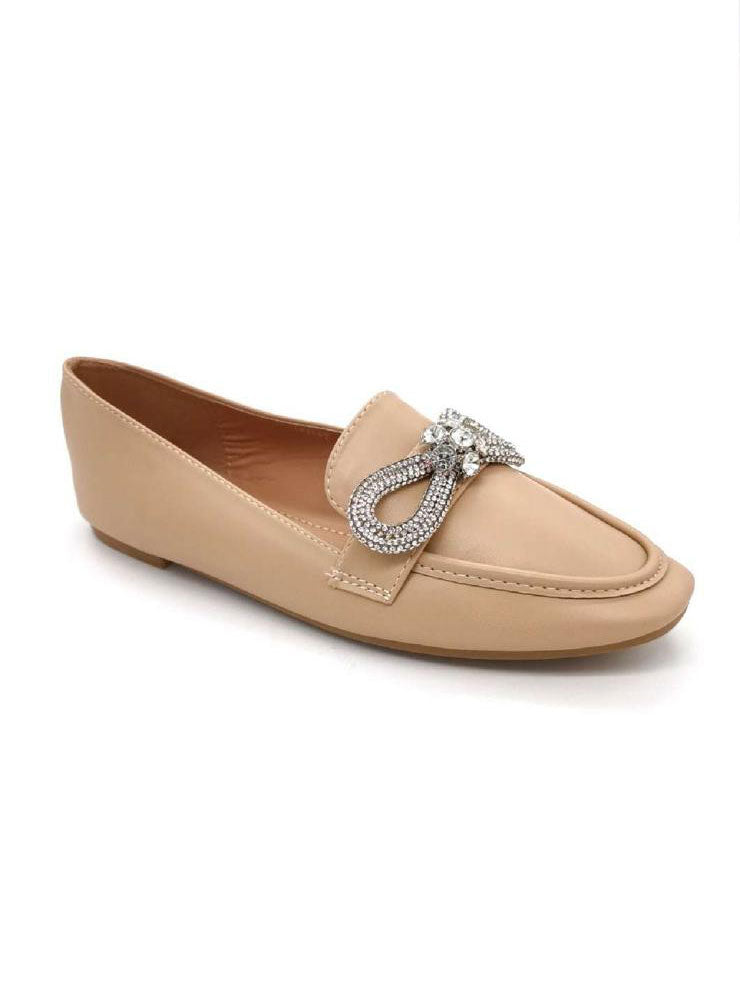 Nadia - Feminina loafers med rosett i strass
