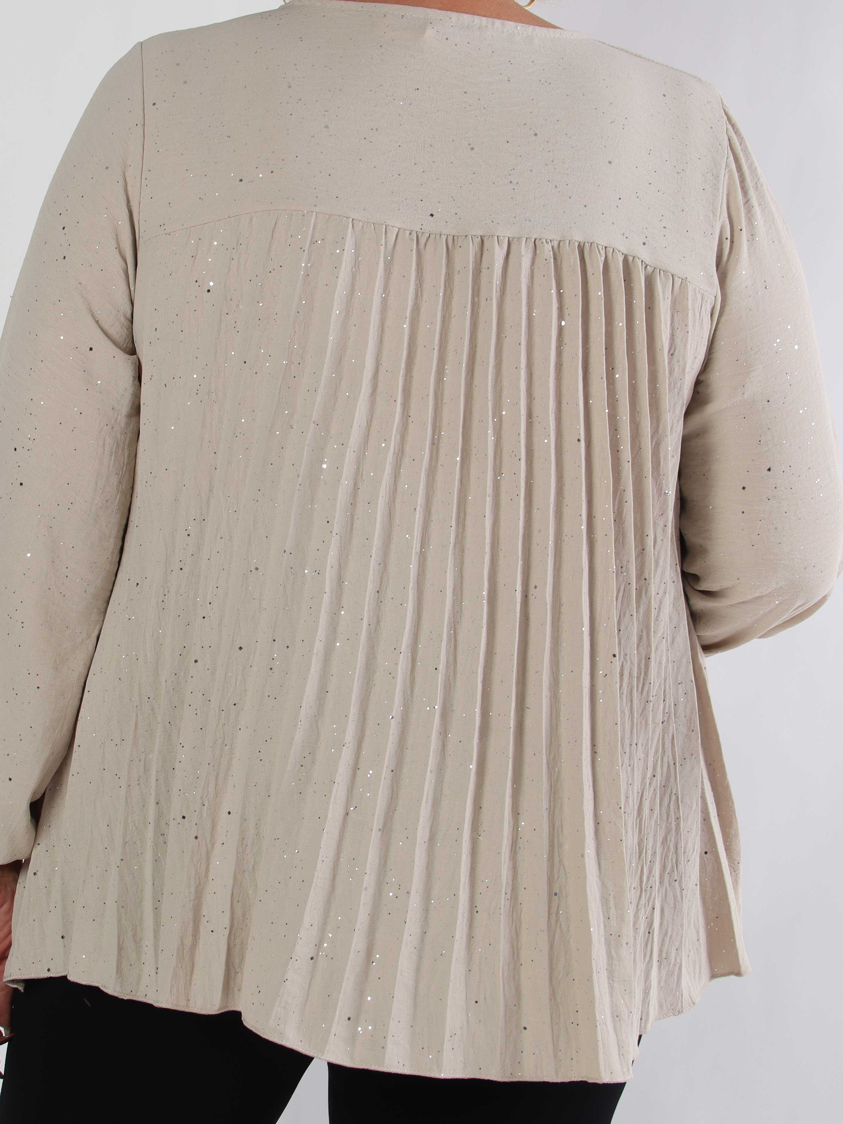 Nancy Glitter Shirt L/S - Plisserad plus size blus med glitter