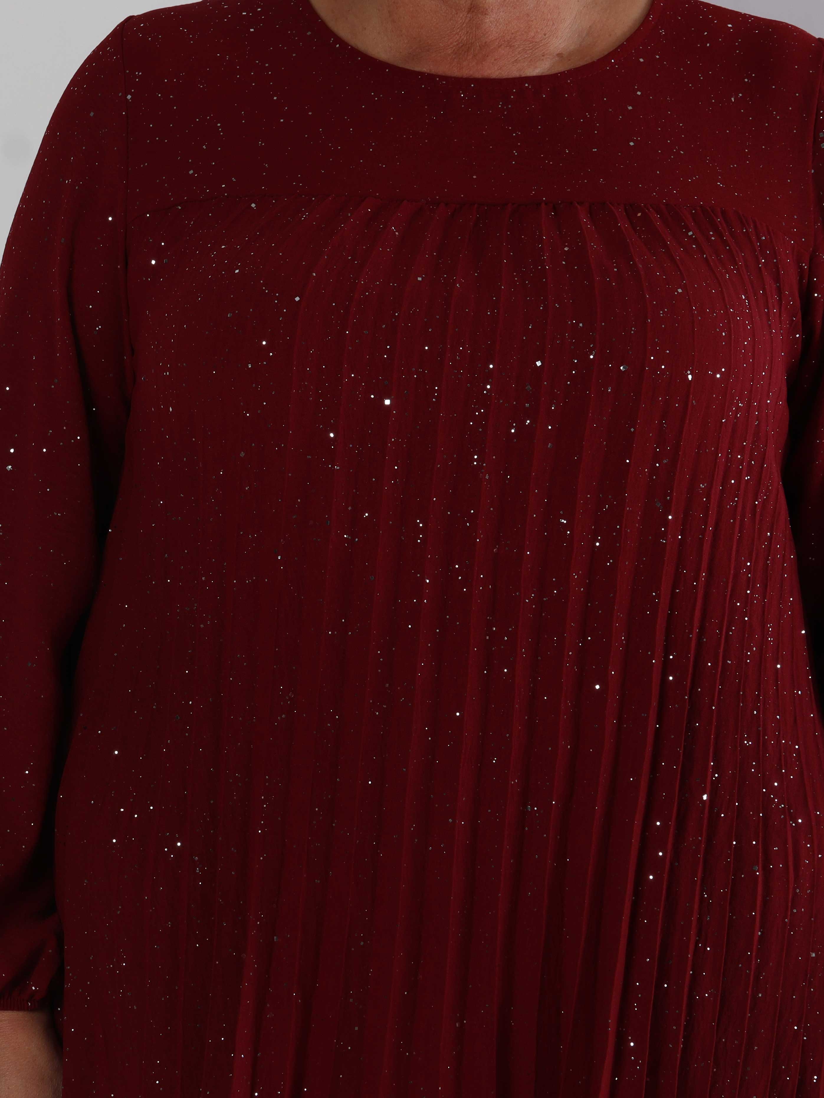Nancy Glitter Shirt L/S - Plisserad plus size blus med glitter