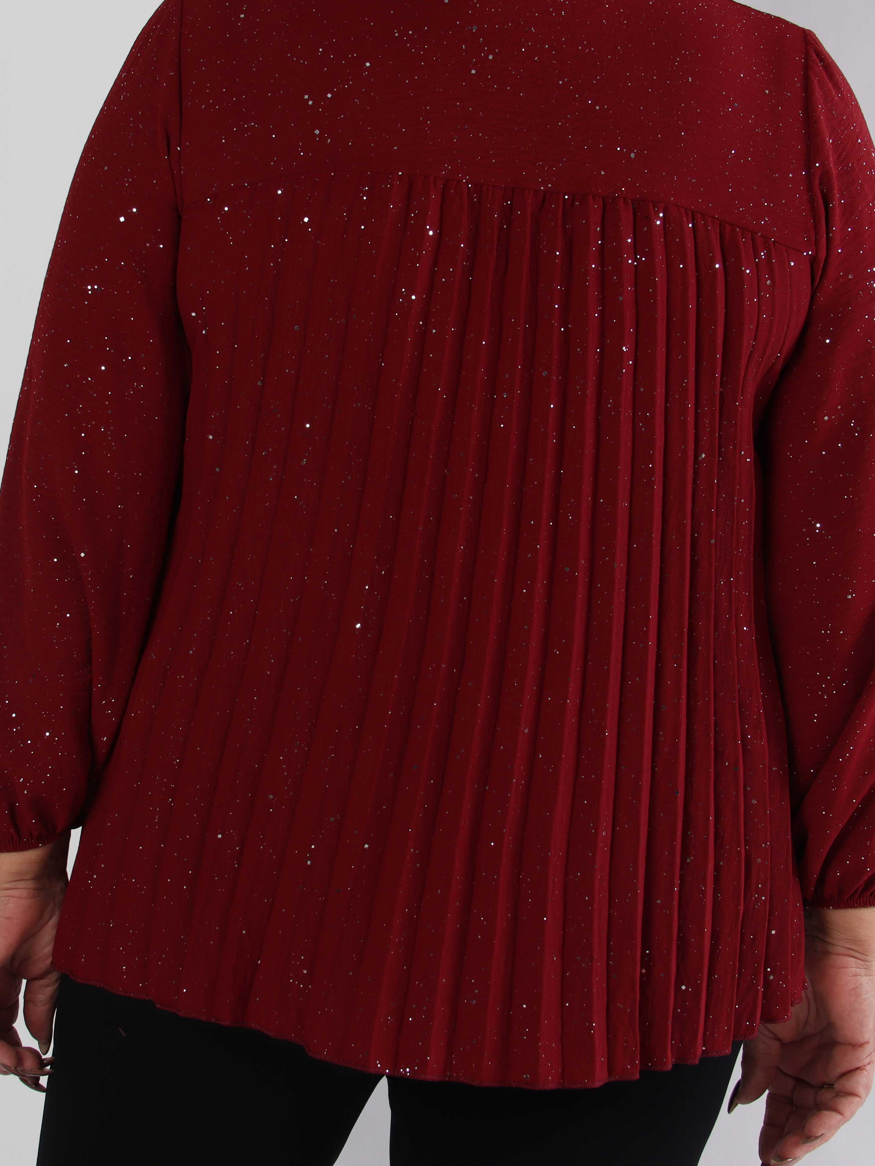 Nancy Glitter Shirt L/S - Plisserad plus size blus med glitter