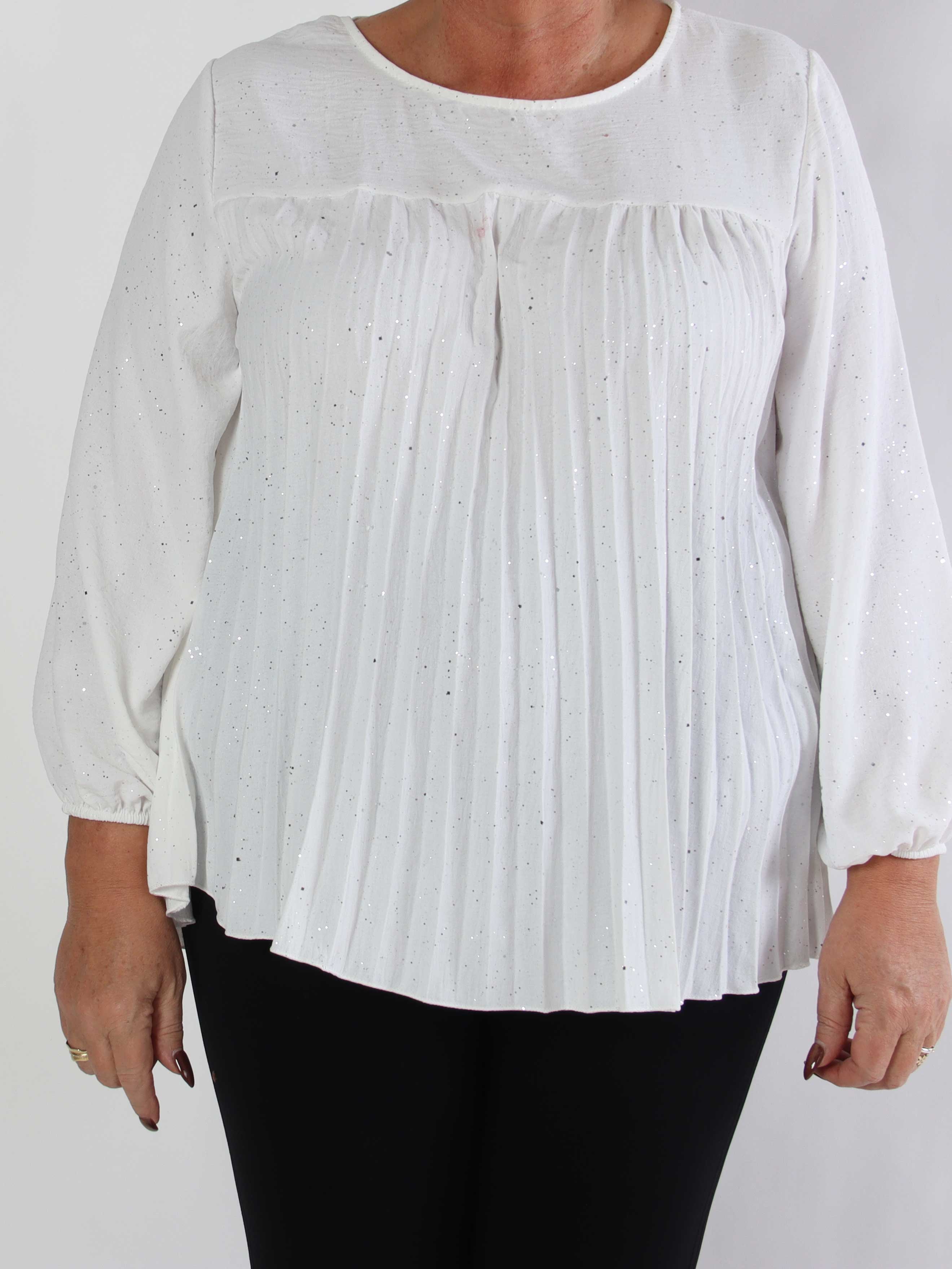 Nancy Glitter Shirt L/S - Plisserad plus size blus med glitter