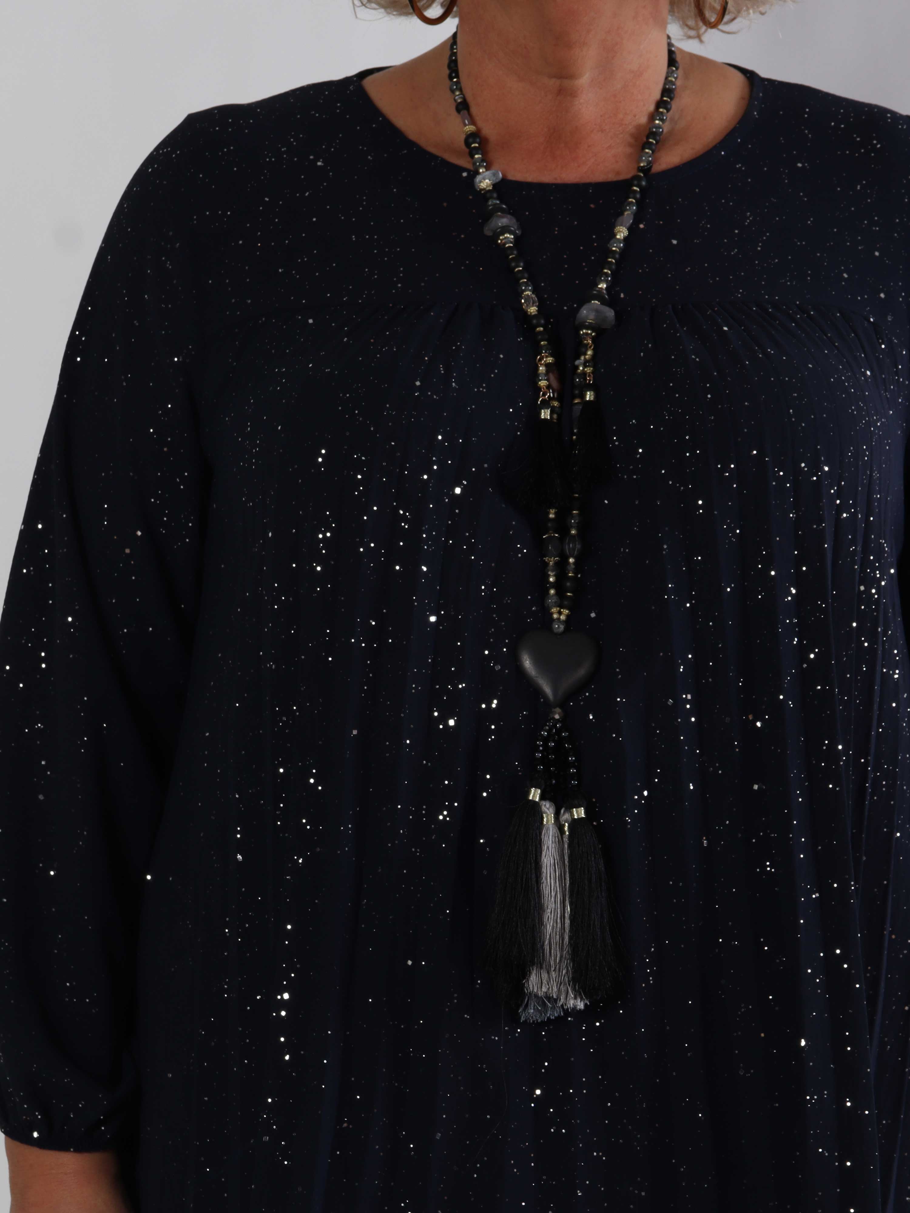 Nancy Glitter Shirt L/S - Plisserad plus size blus med glitter