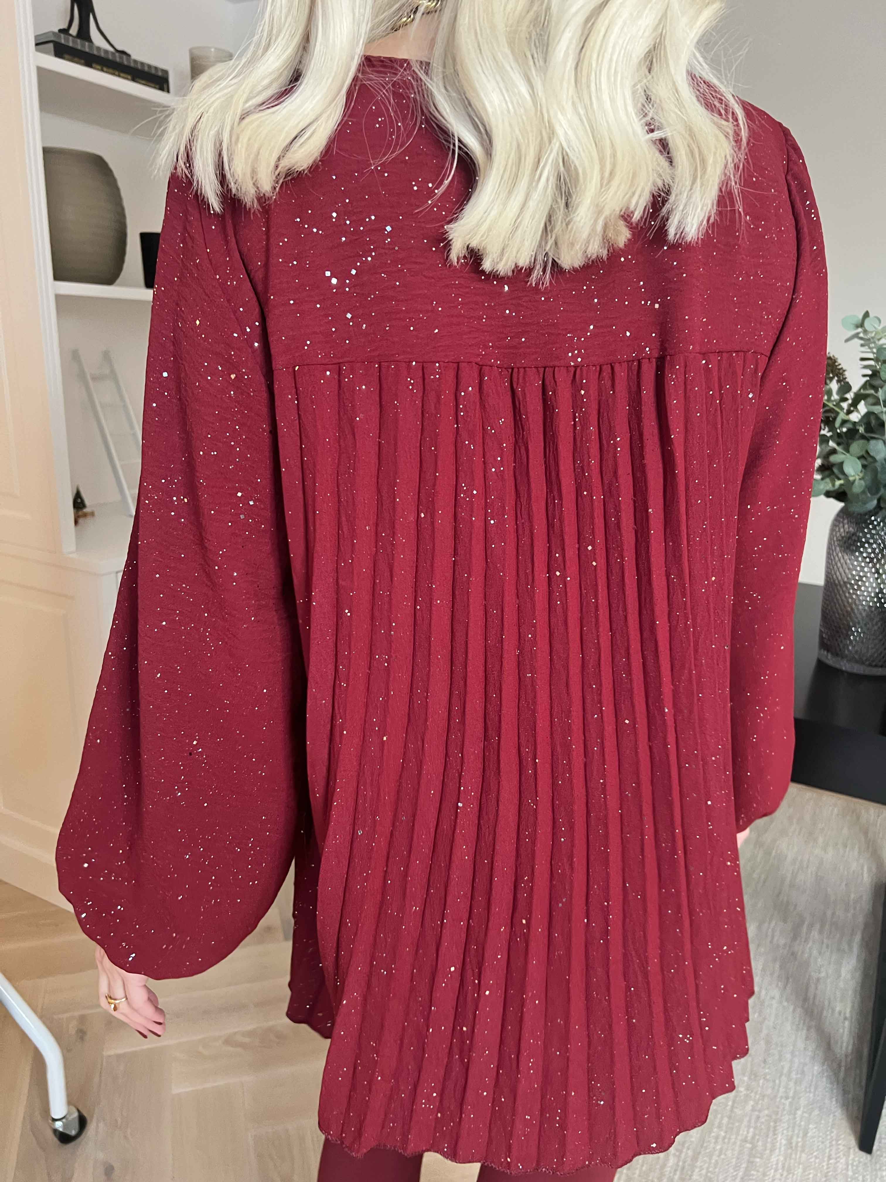 Nancy Glitter Shirt L/S - Plisserad blus med glitter