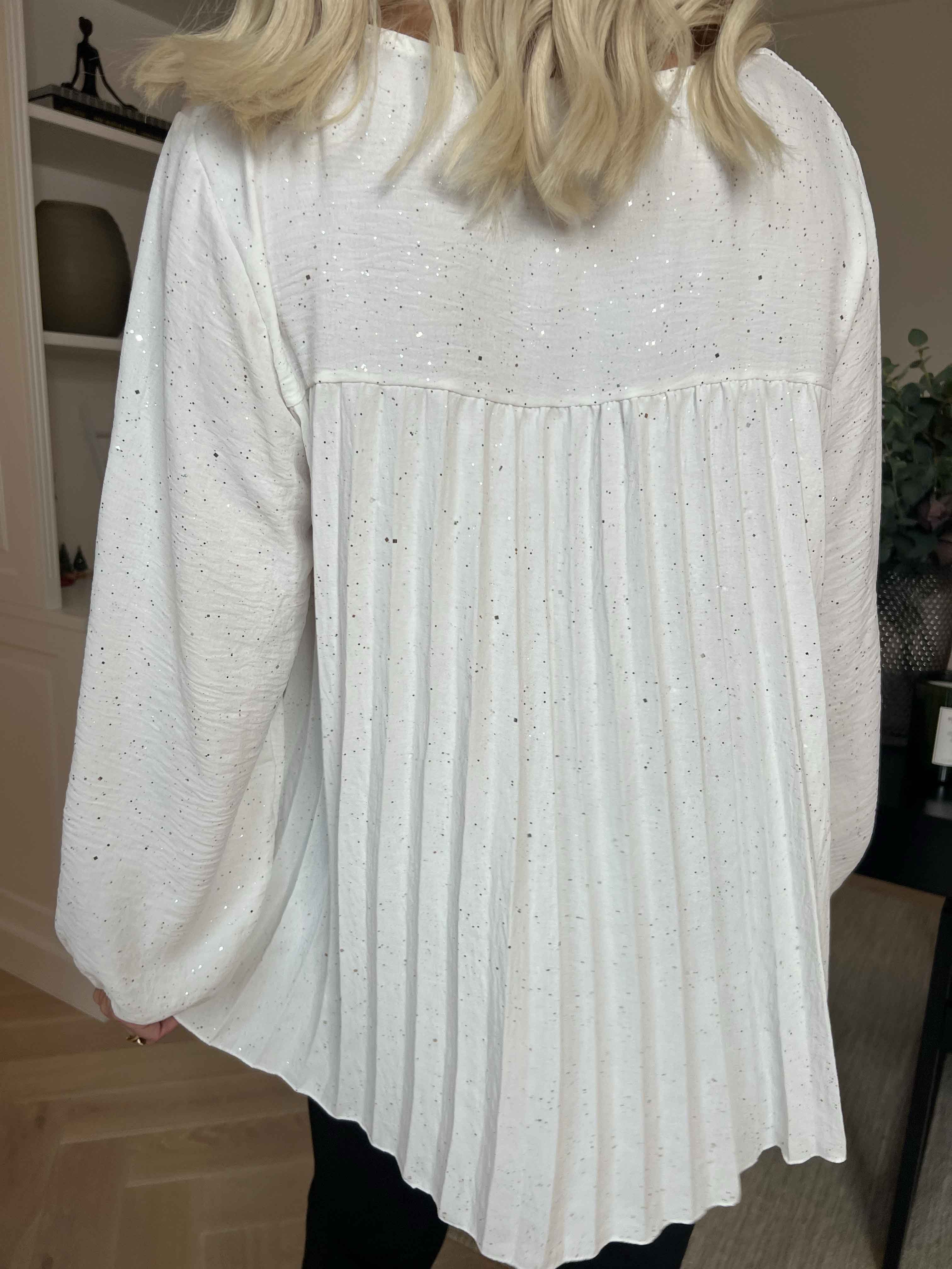 Nancy Glitter Shirt L/S - Plisserad blus med glitter
