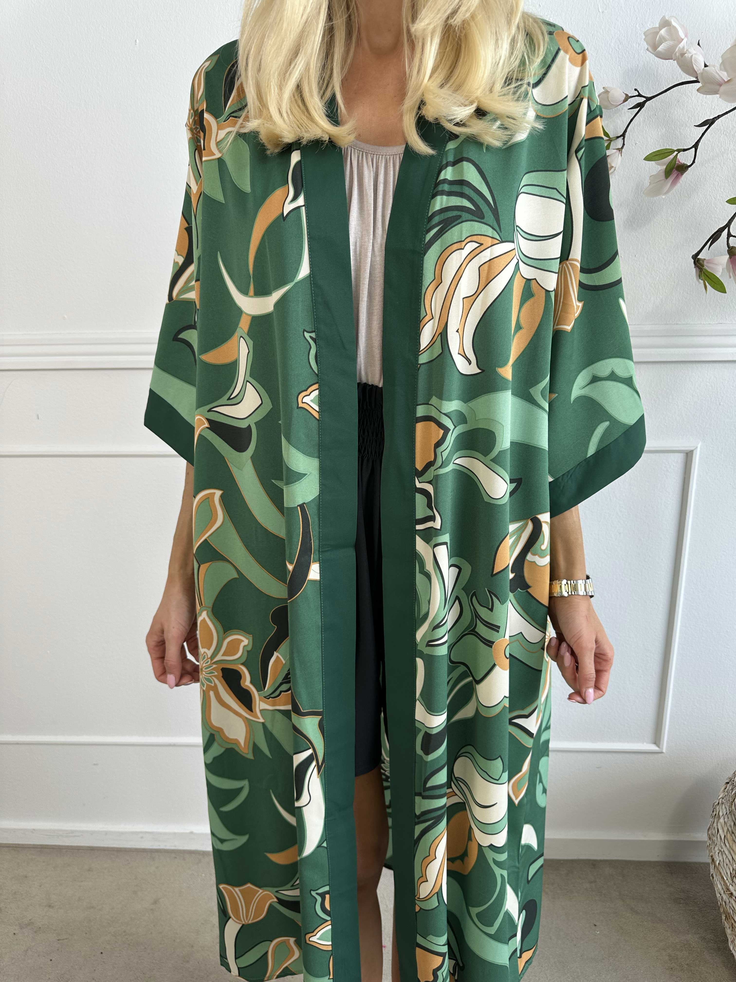 Nora - Lång kimono i viskos med mönster