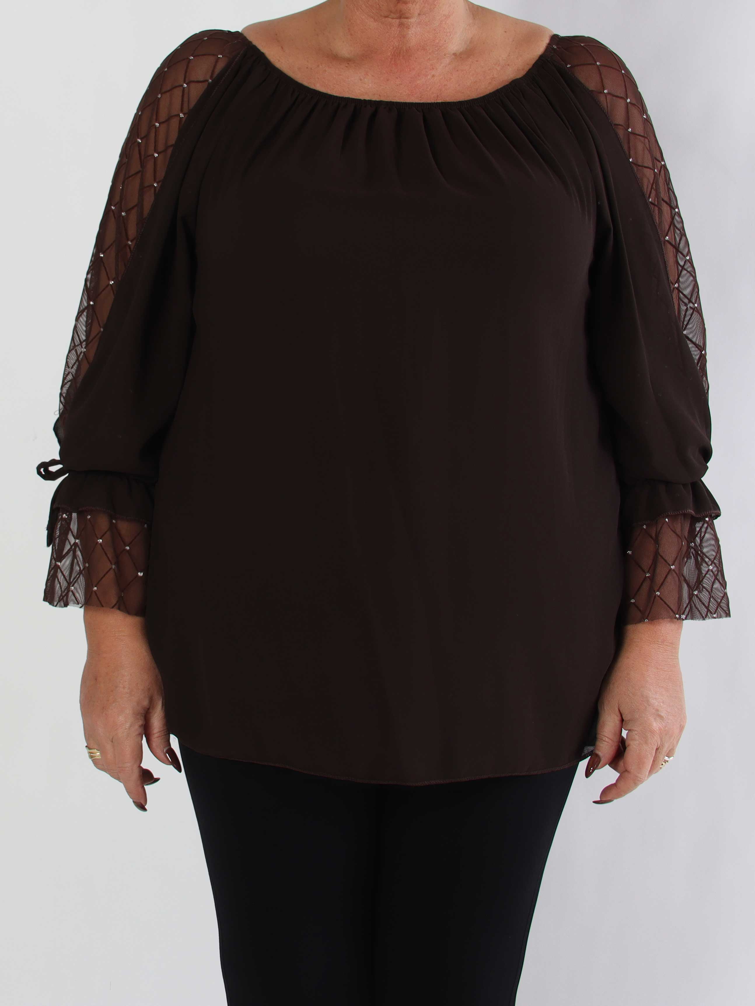 Norma - Plus size tunika i chiffong med dekorativa ärmar