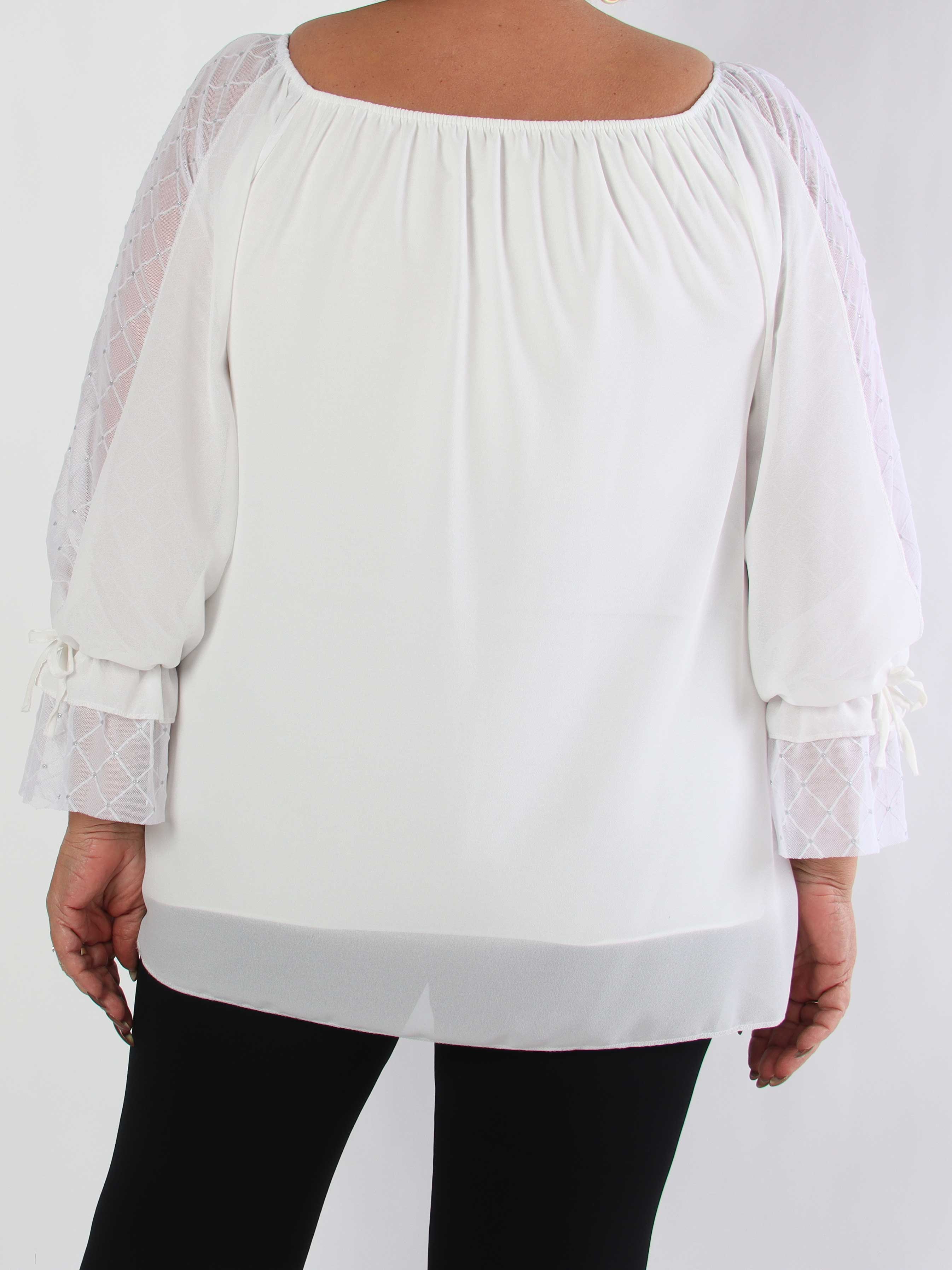 Norma - Plus size tunika i chiffong med dekorativa ärmar