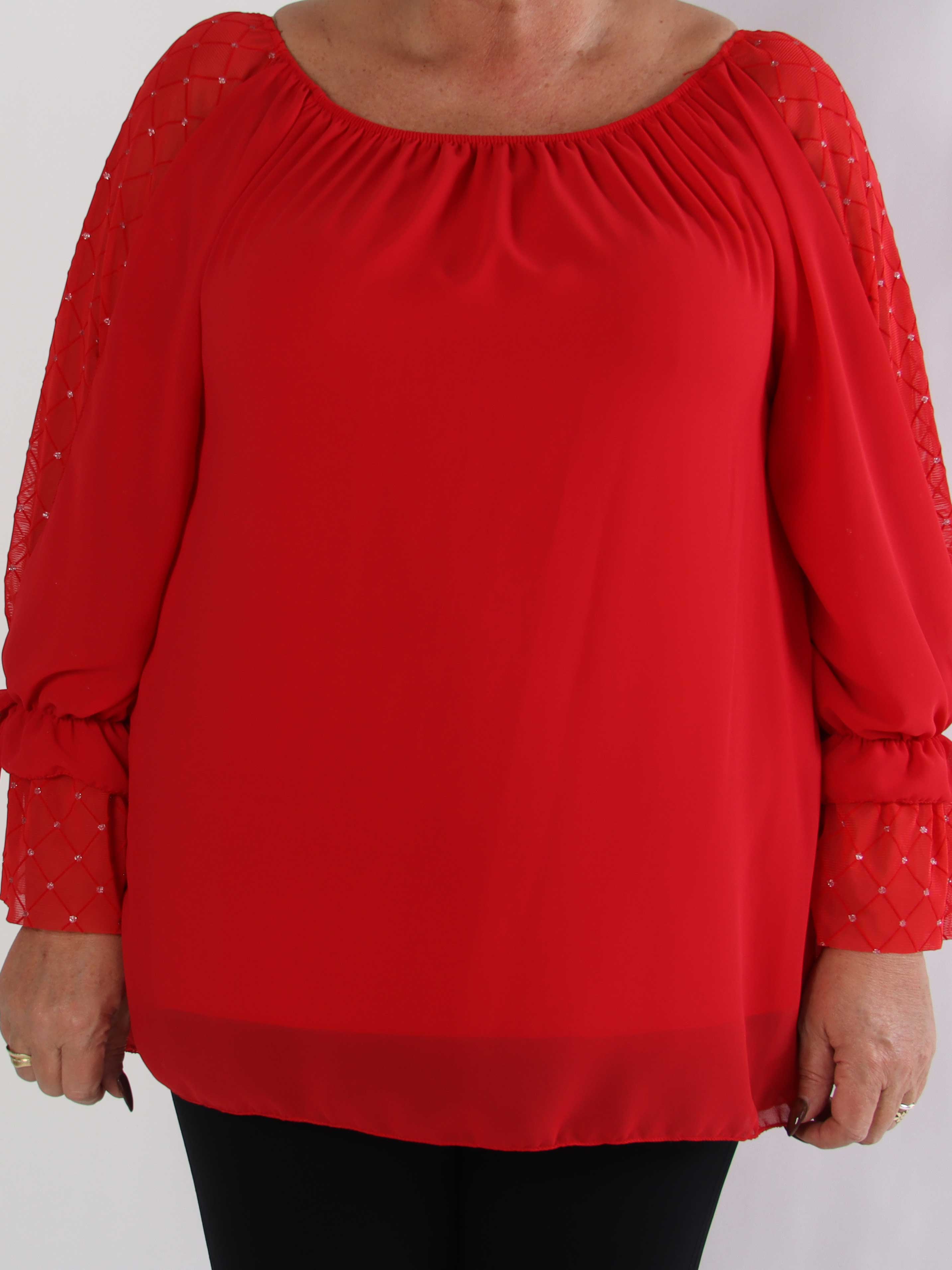 Norma - Plus size tunika i chiffong med dekorativa ärmar