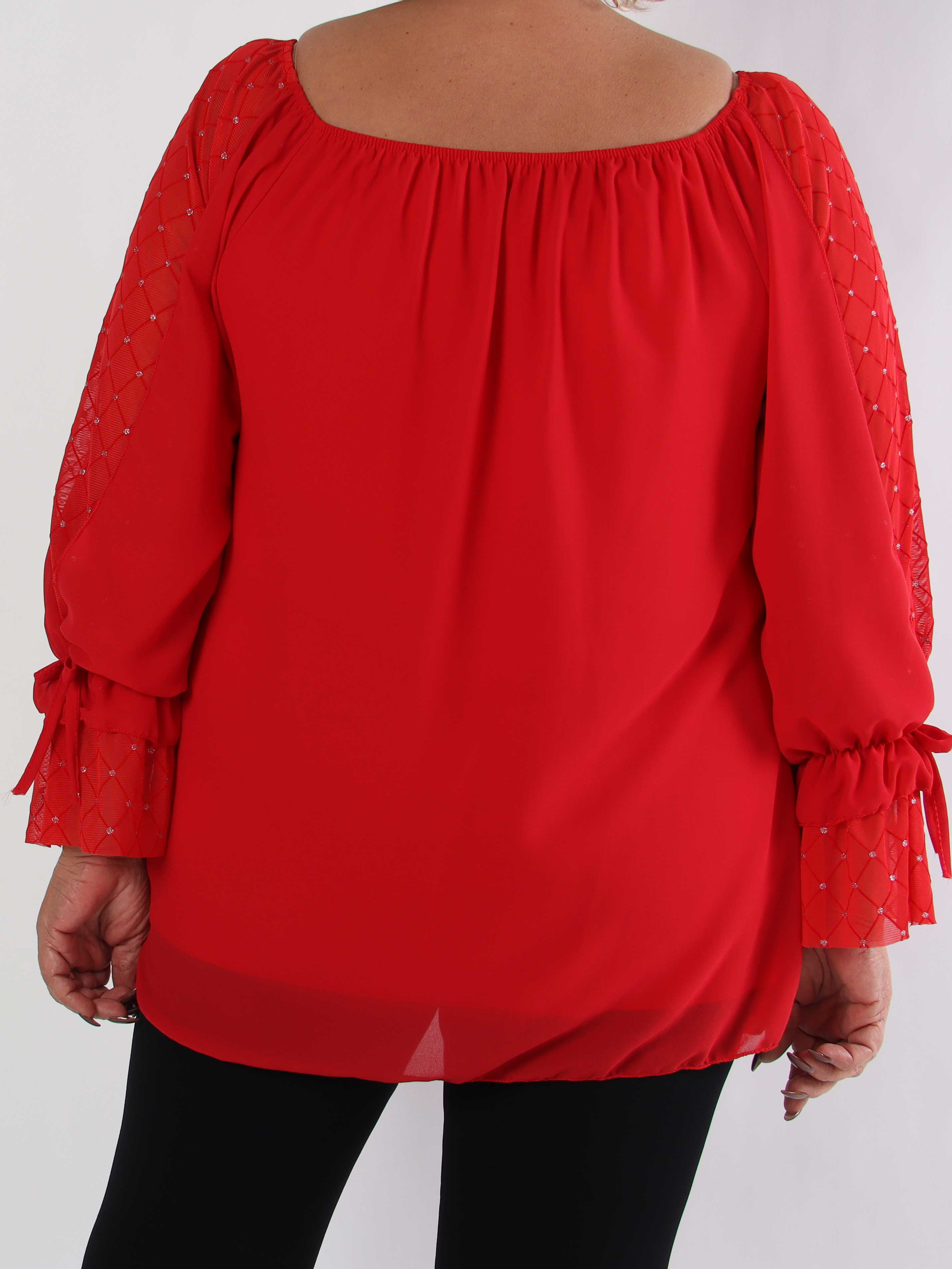 Norma - Plus size tunika i chiffong med dekorativa ärmar