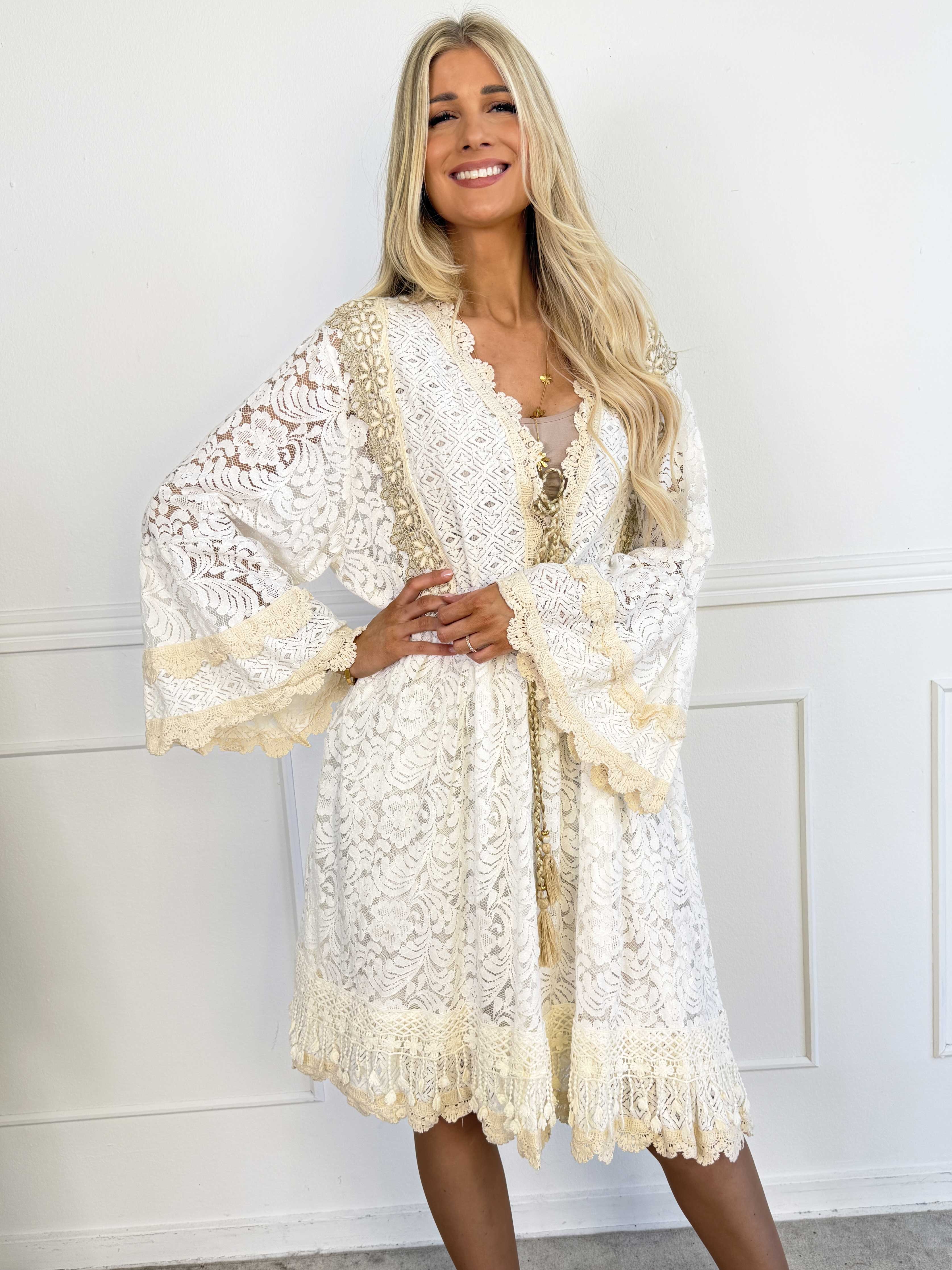 Odessa - Feminin blonde tunikakjole i en bomuldsblanding