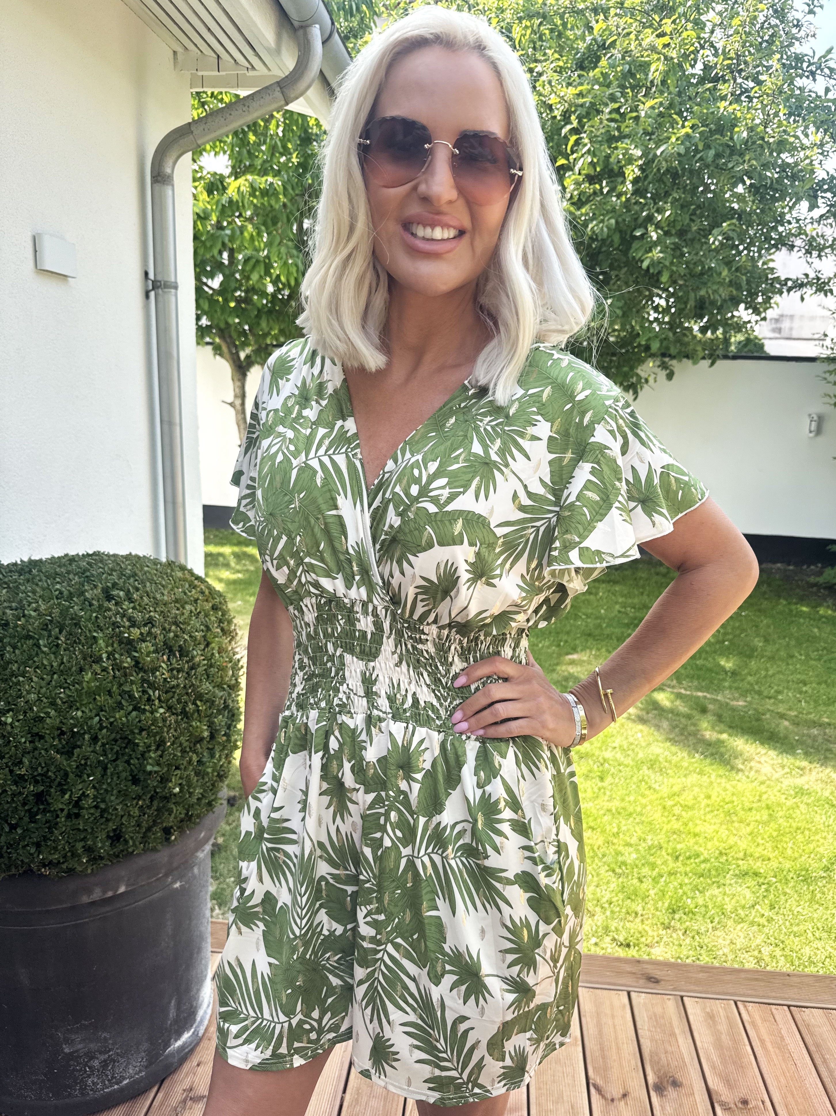Pams Gold Leaf Playsuit - Elastisk playsuit med fickor