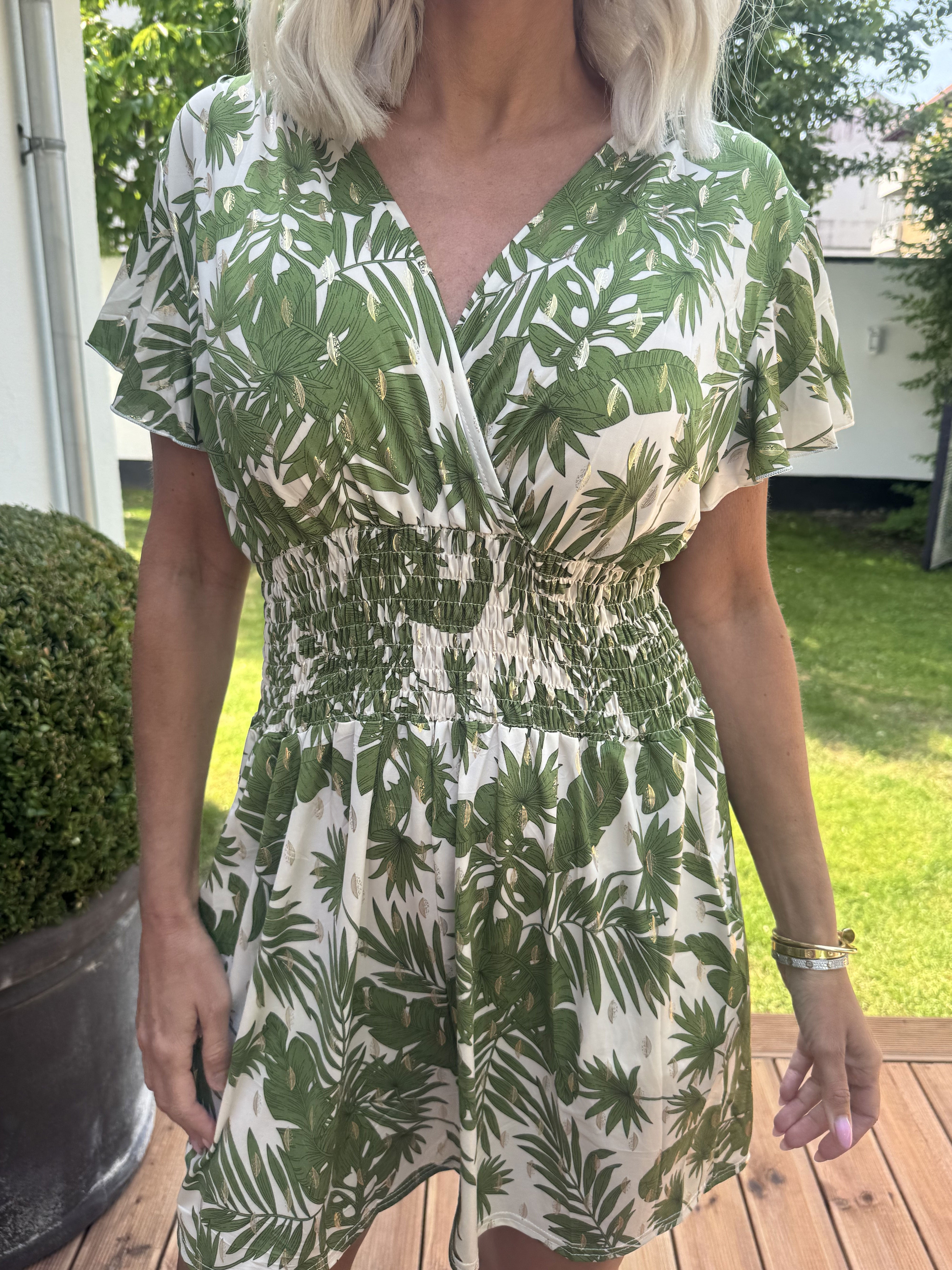 Pams Gold Leaf Playsuit - Elastisk playsuit med fickor