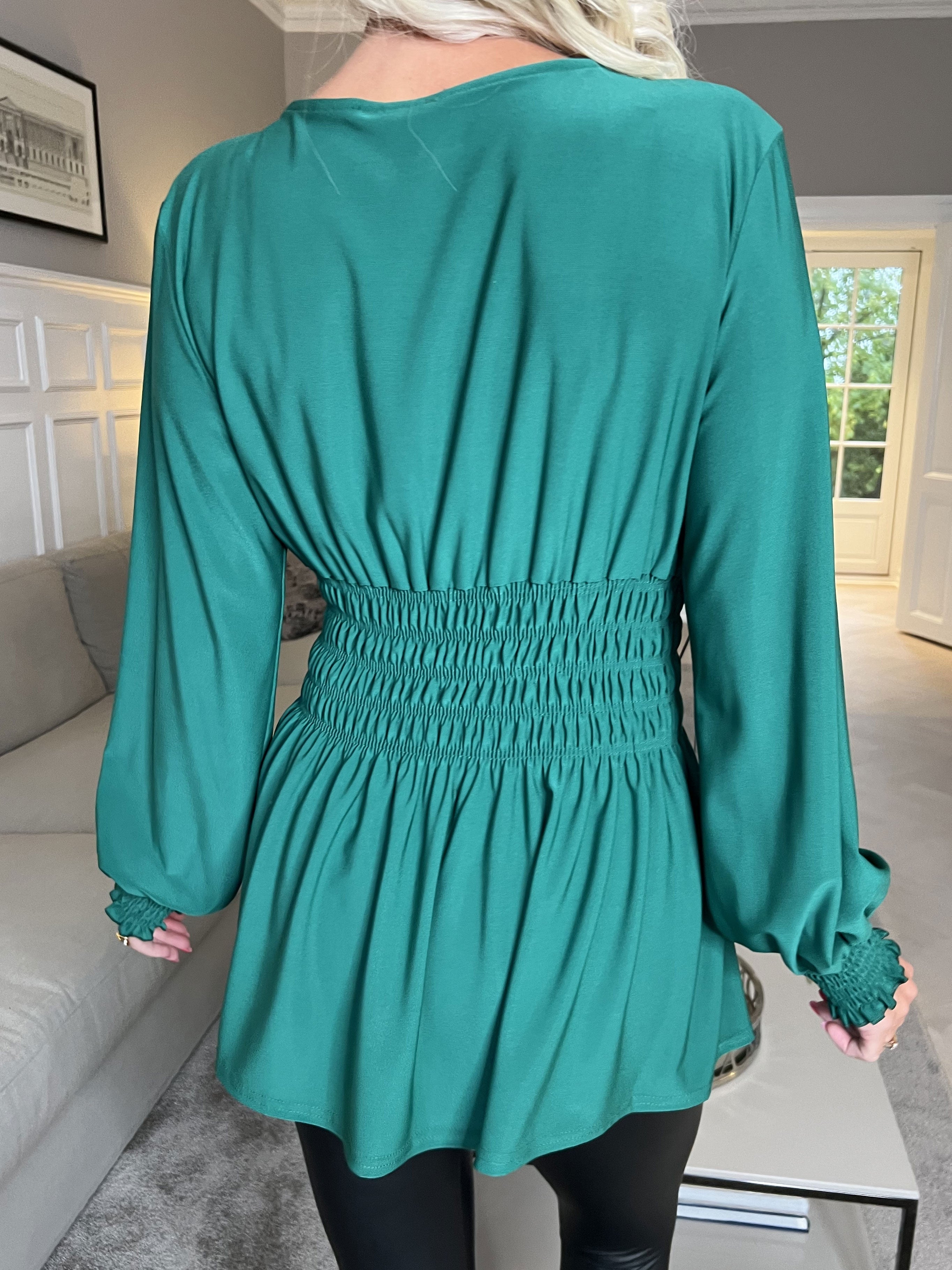 Pams Plain Shirt L/S - Blus i elastiskt tyg med långa ärmar