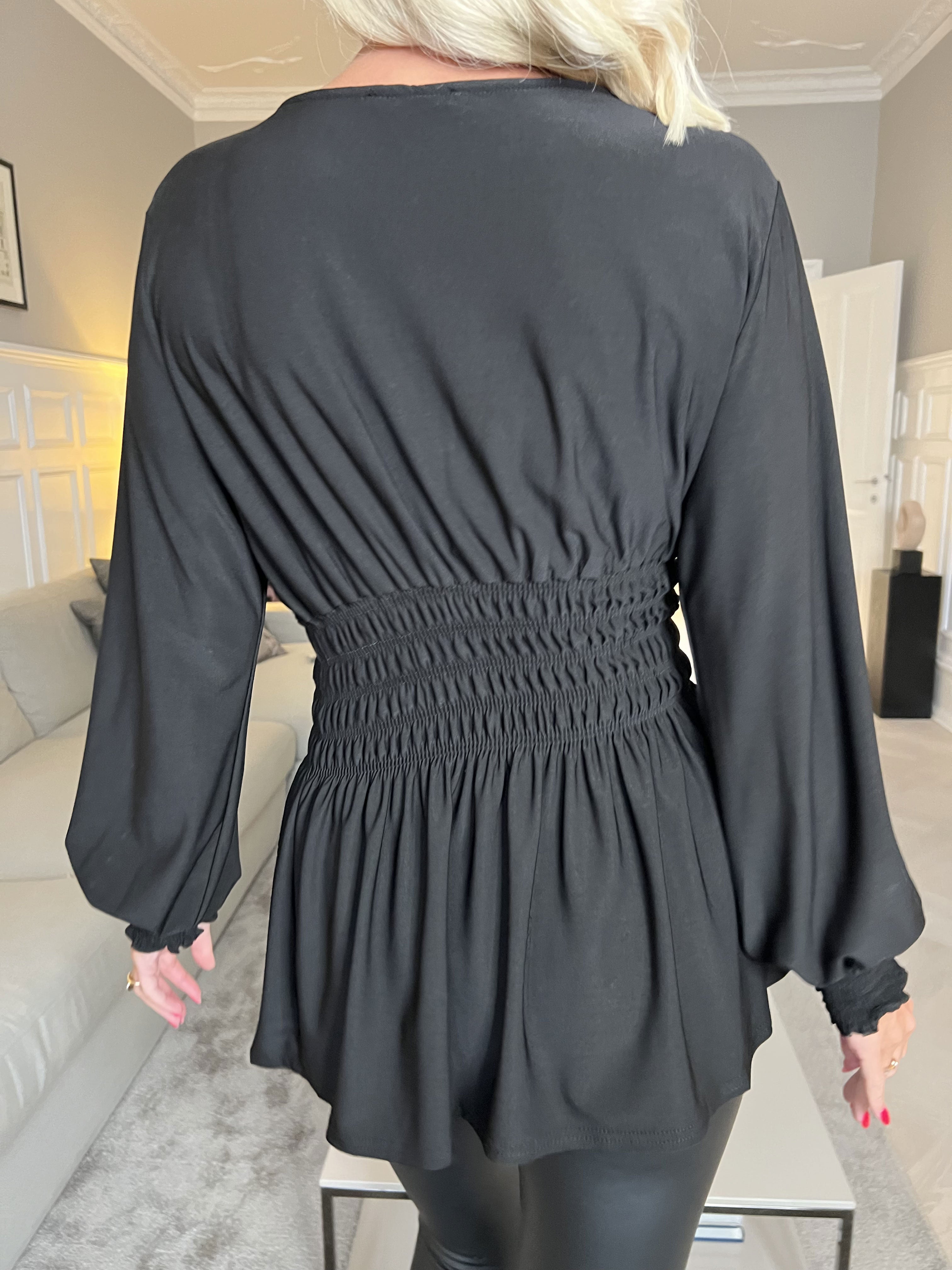 Pams Plain Shirt L/S - Blus i elastiskt tyg med långa ärmar