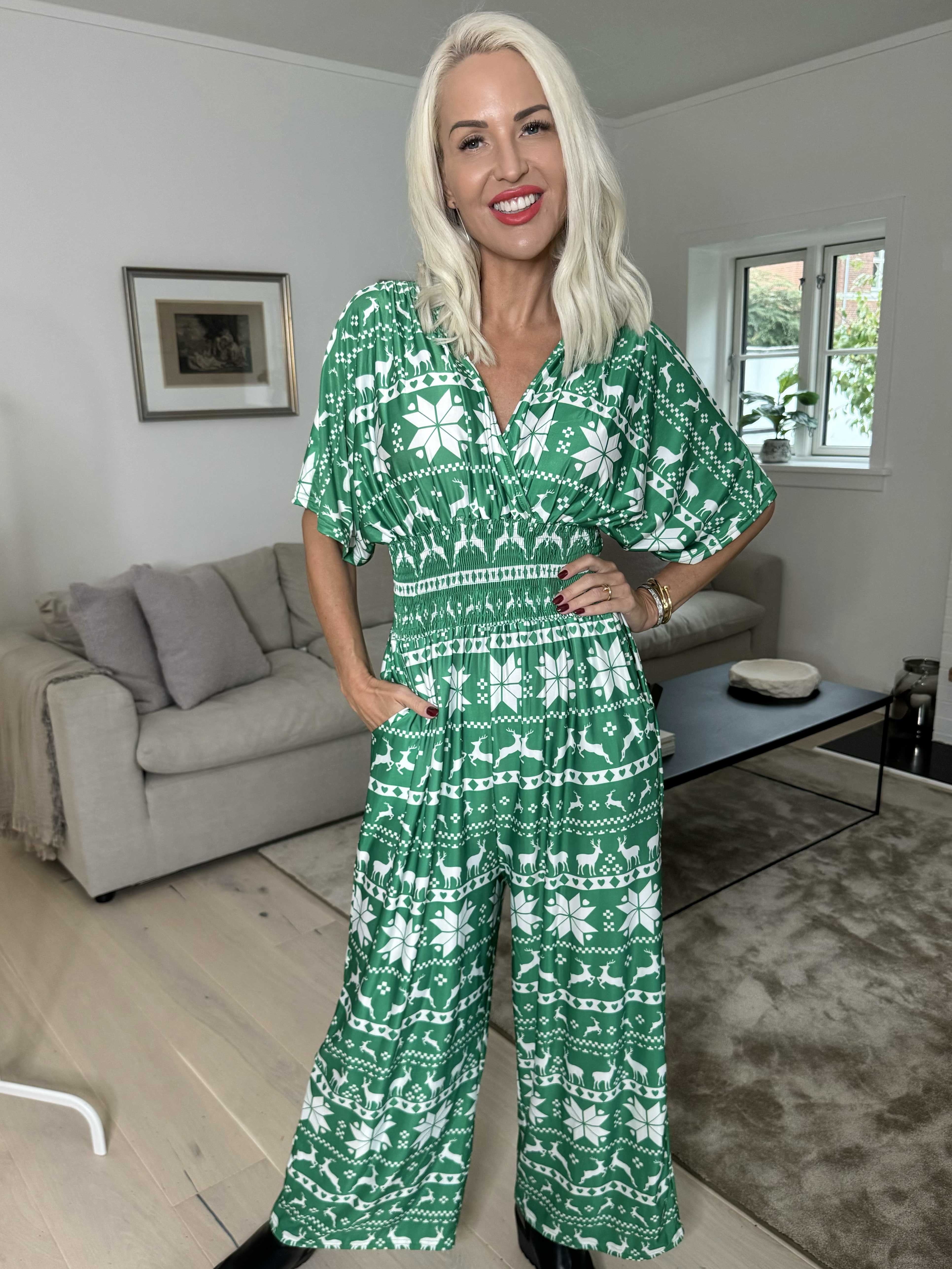 Pams Snow Jumpsuit - Elastisk jumpsuit med jultryck