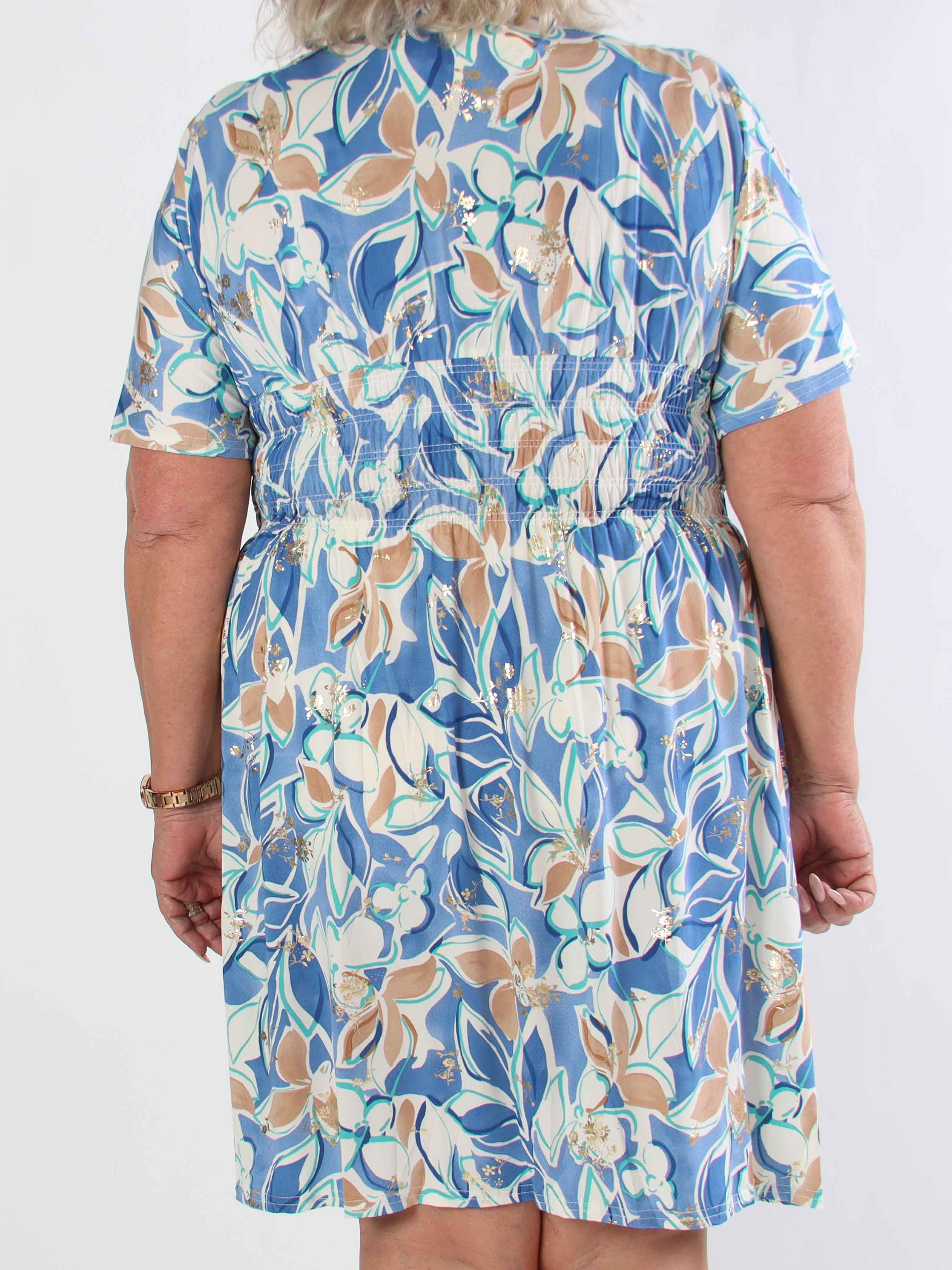 Pams Blossoming Short - Elastisk mönstrad plus size klänning med resår
