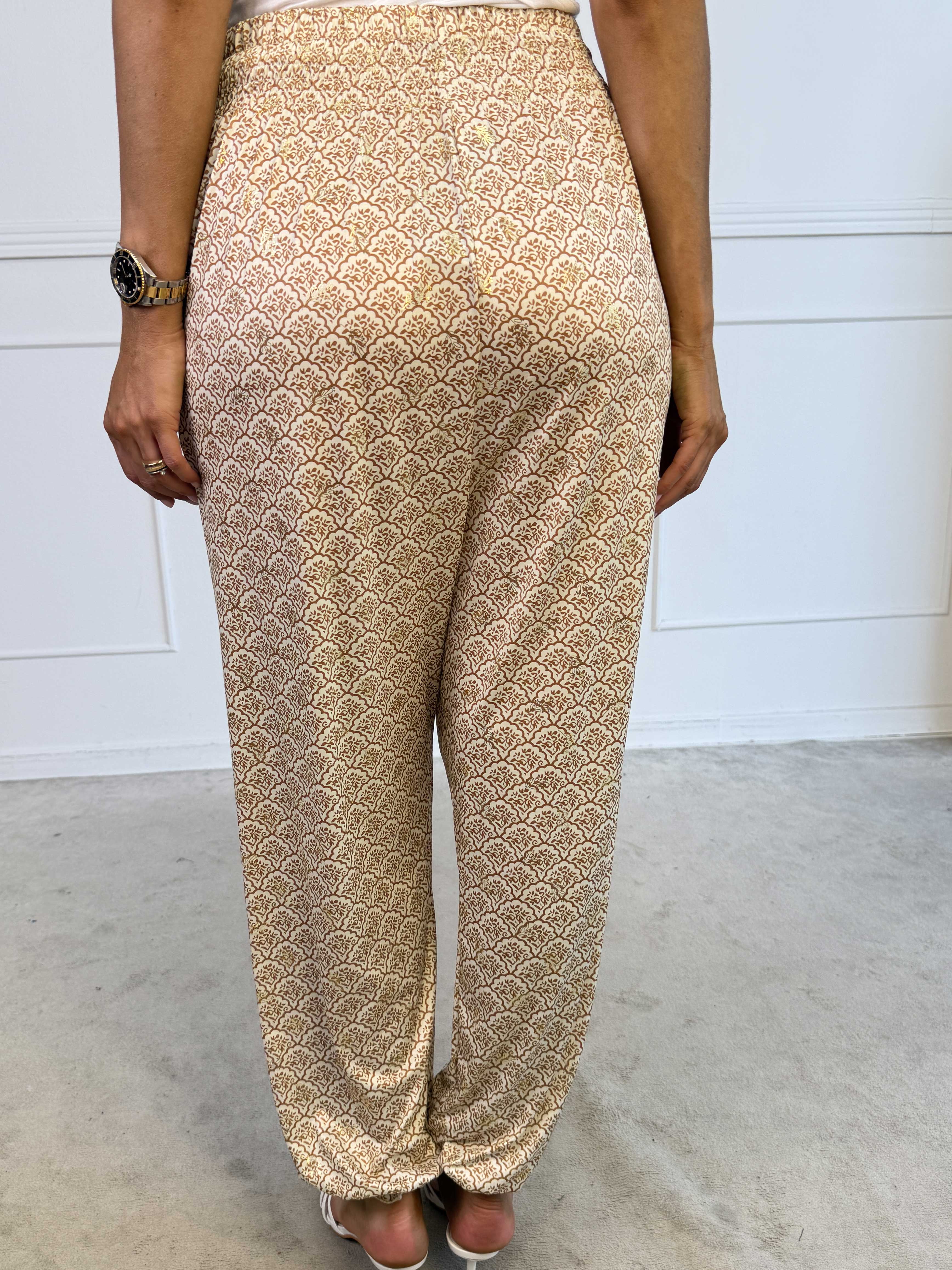 Pams Pattern Harem Pants - Elastiske bukser med smock i taljen