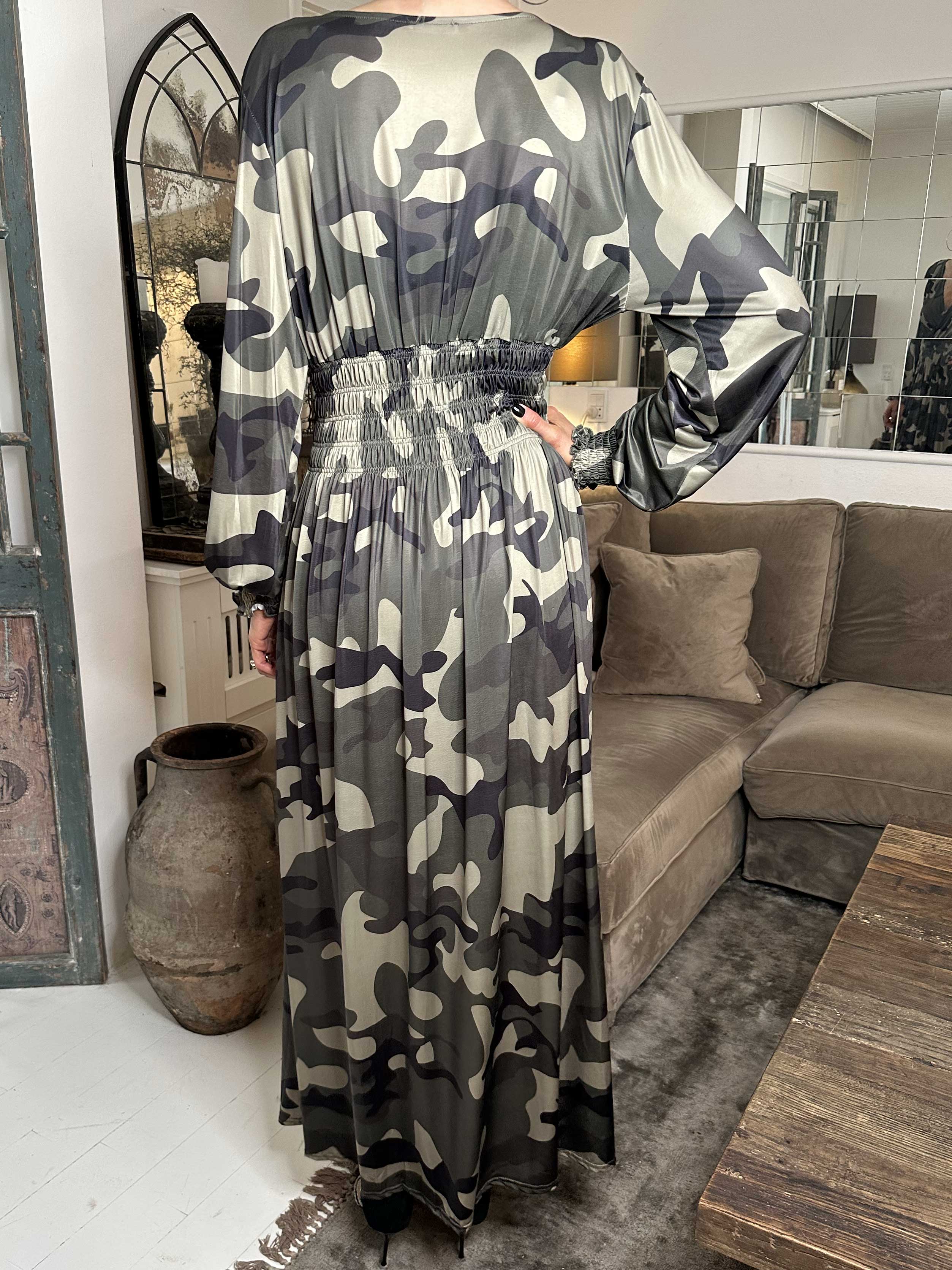 Pams Camo L/S - Kjol med resår i kamouflagemönster