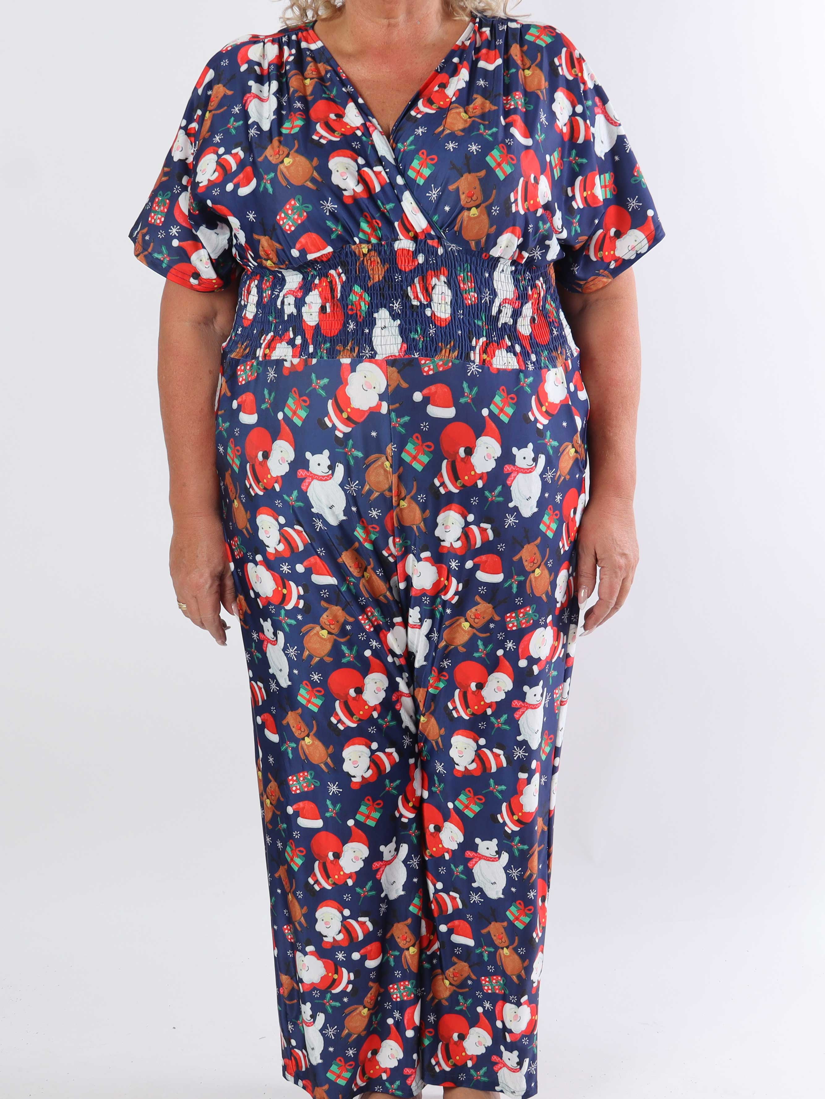 Pams Christmas Jumpsuit - Elastisk jumpsuit i plusstorlek med julmotiv