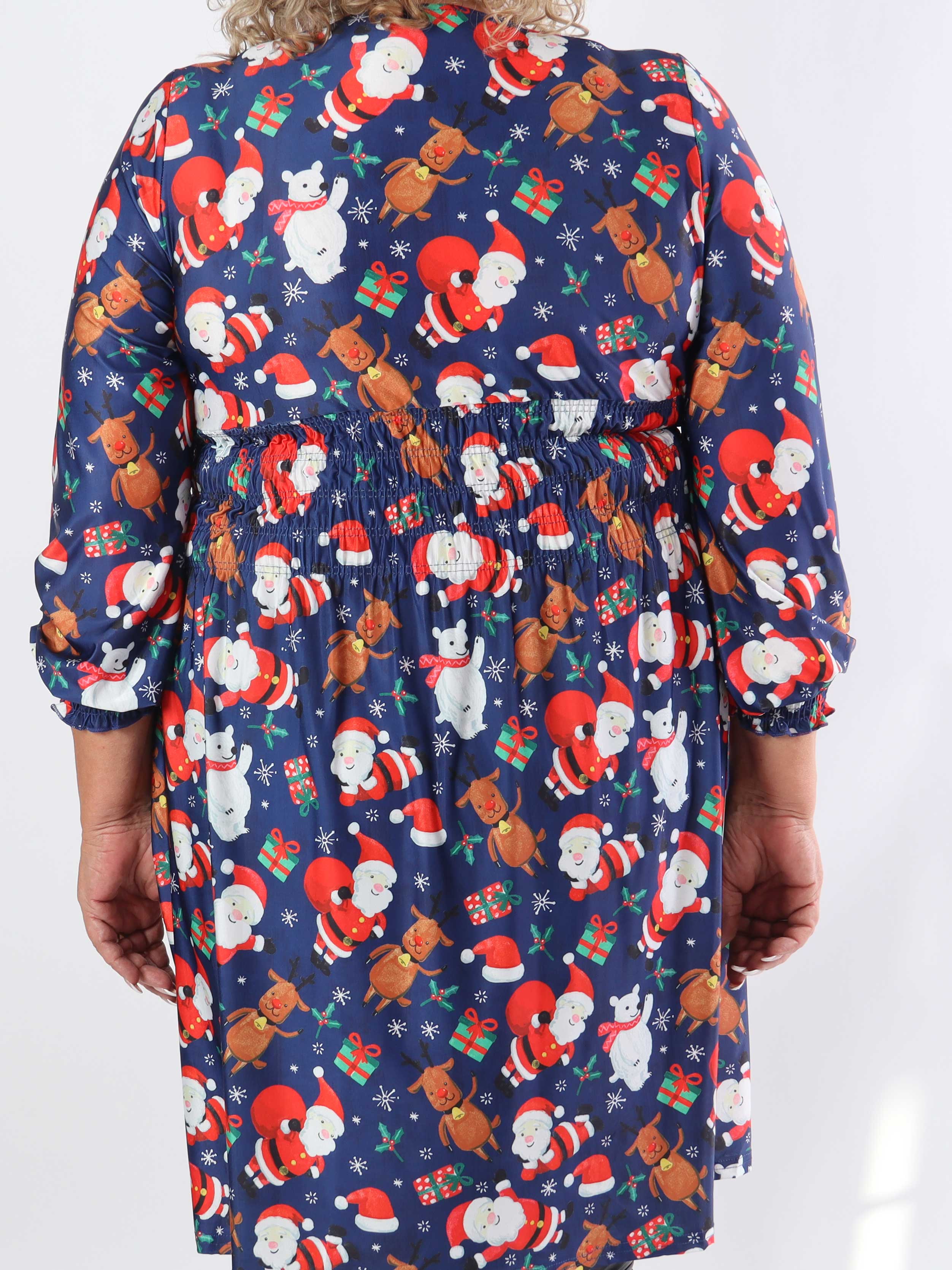 Pams Christmas Short L/S - Elastisk plus size-klänning med jultryck