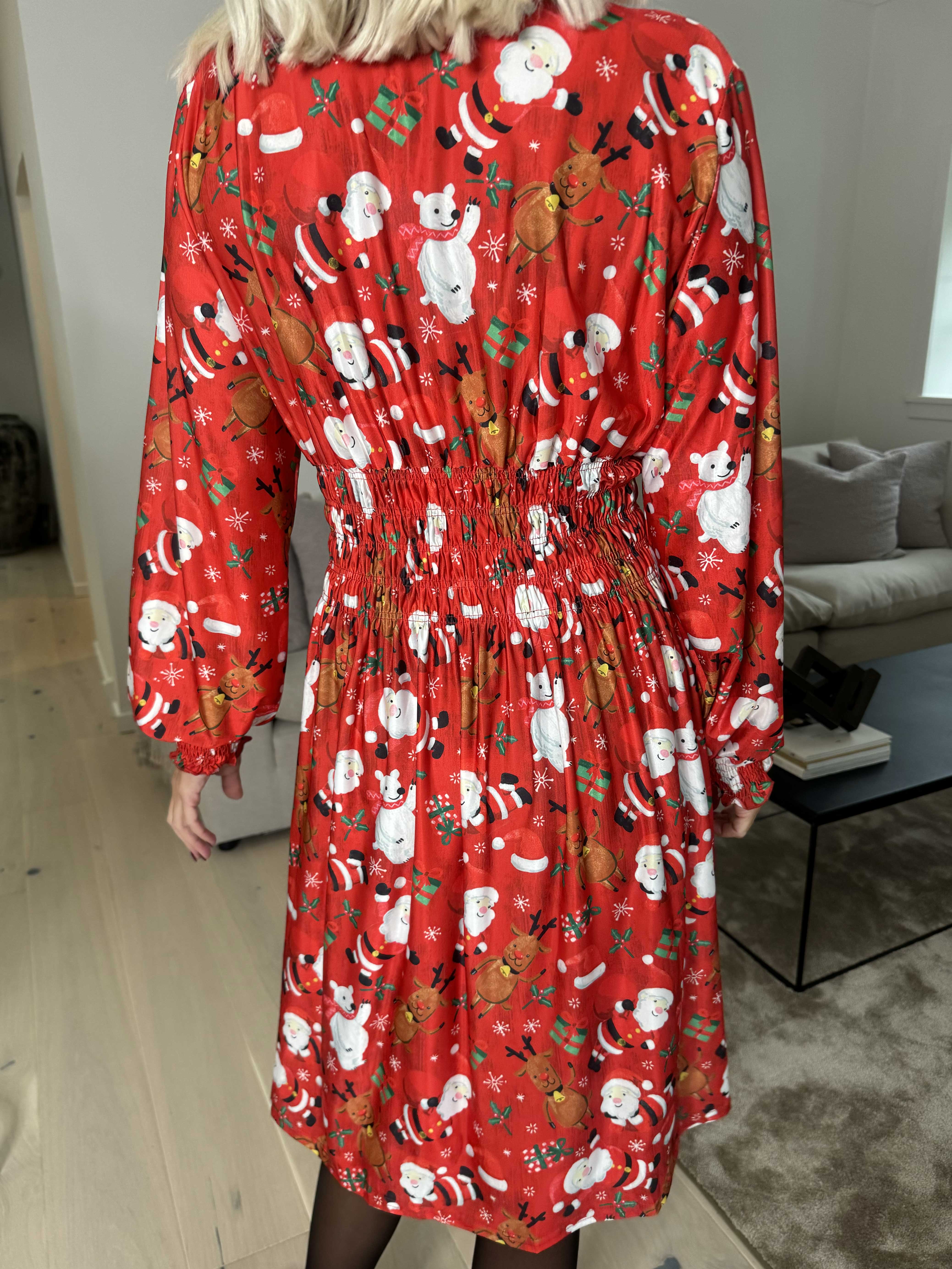 Pams Christmas Short L/S - Elastisk klänning med jultryck
