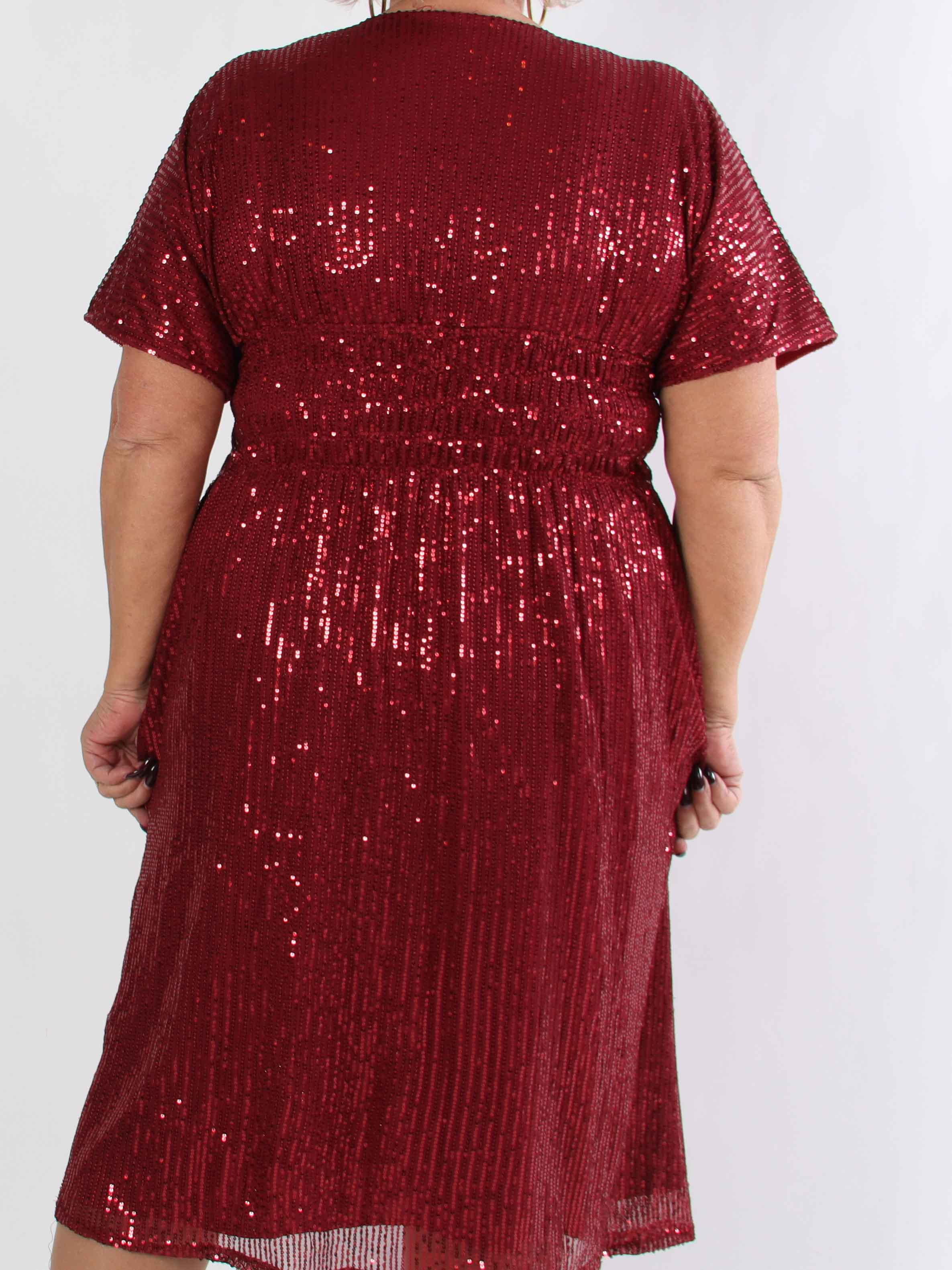 Pams Glitter Midi - Fin plus size klänning med paljetter och smock i midjan