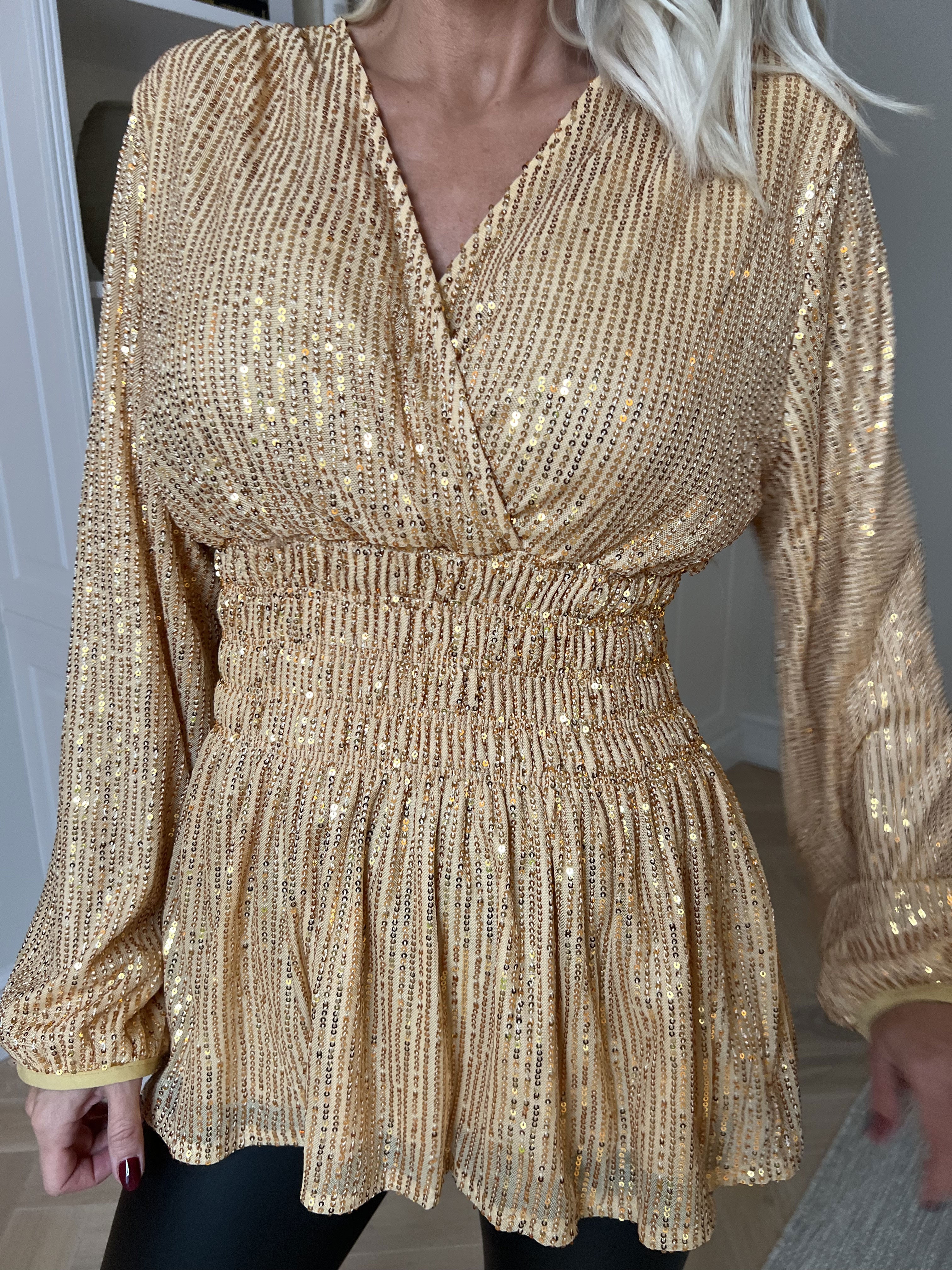 Pams Glitter Shirt L/S - Blus med paljetter och långa ärmar