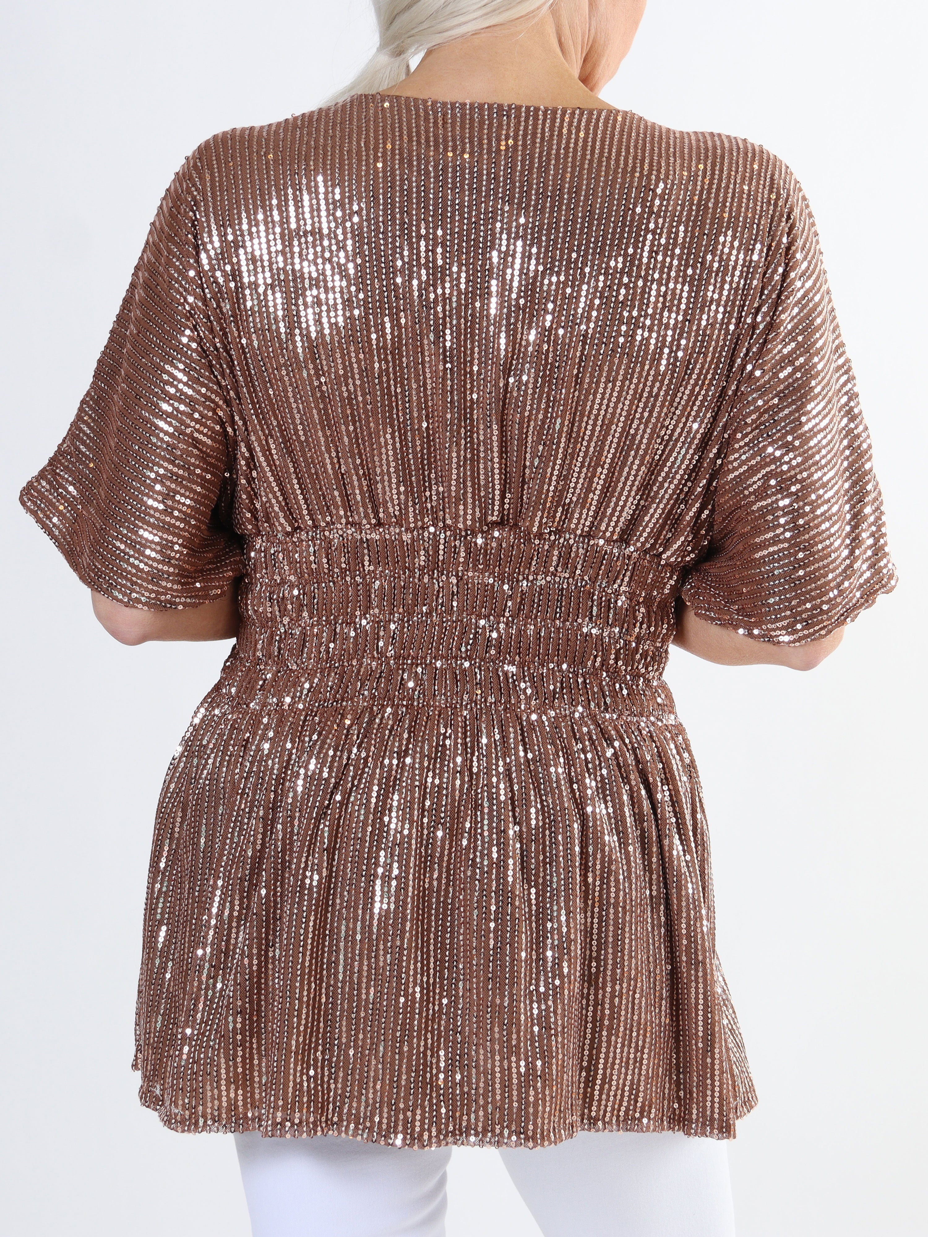 Pams Glitter Shirt - Söt tunika i stora storlekar med smock och paljetter