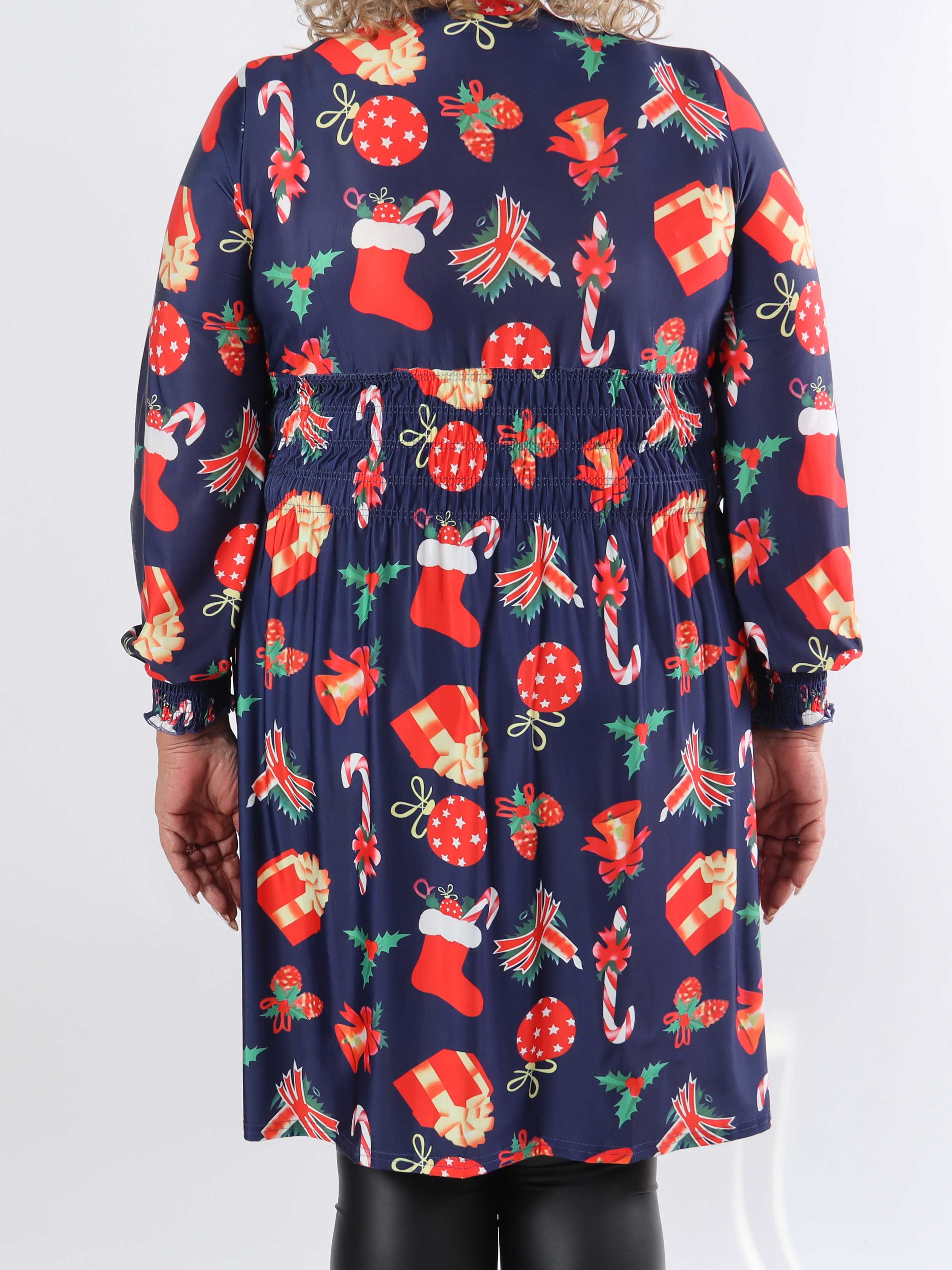 Pams Holiday Short L/S - Elastisk plus size-klänning med julmotiv