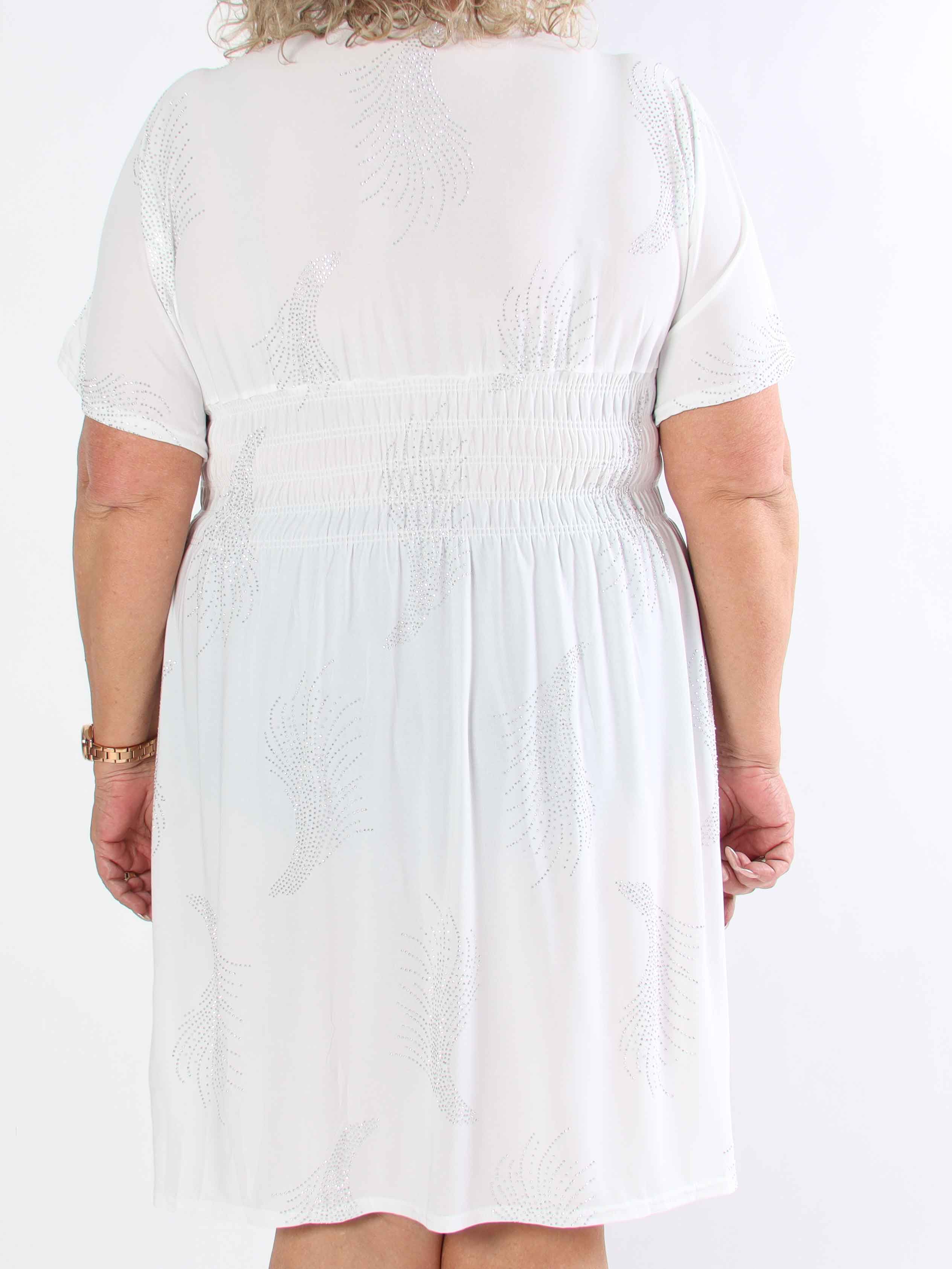 Pams Leaf Crystal Short - Stretch plus size klänning med strassmönster