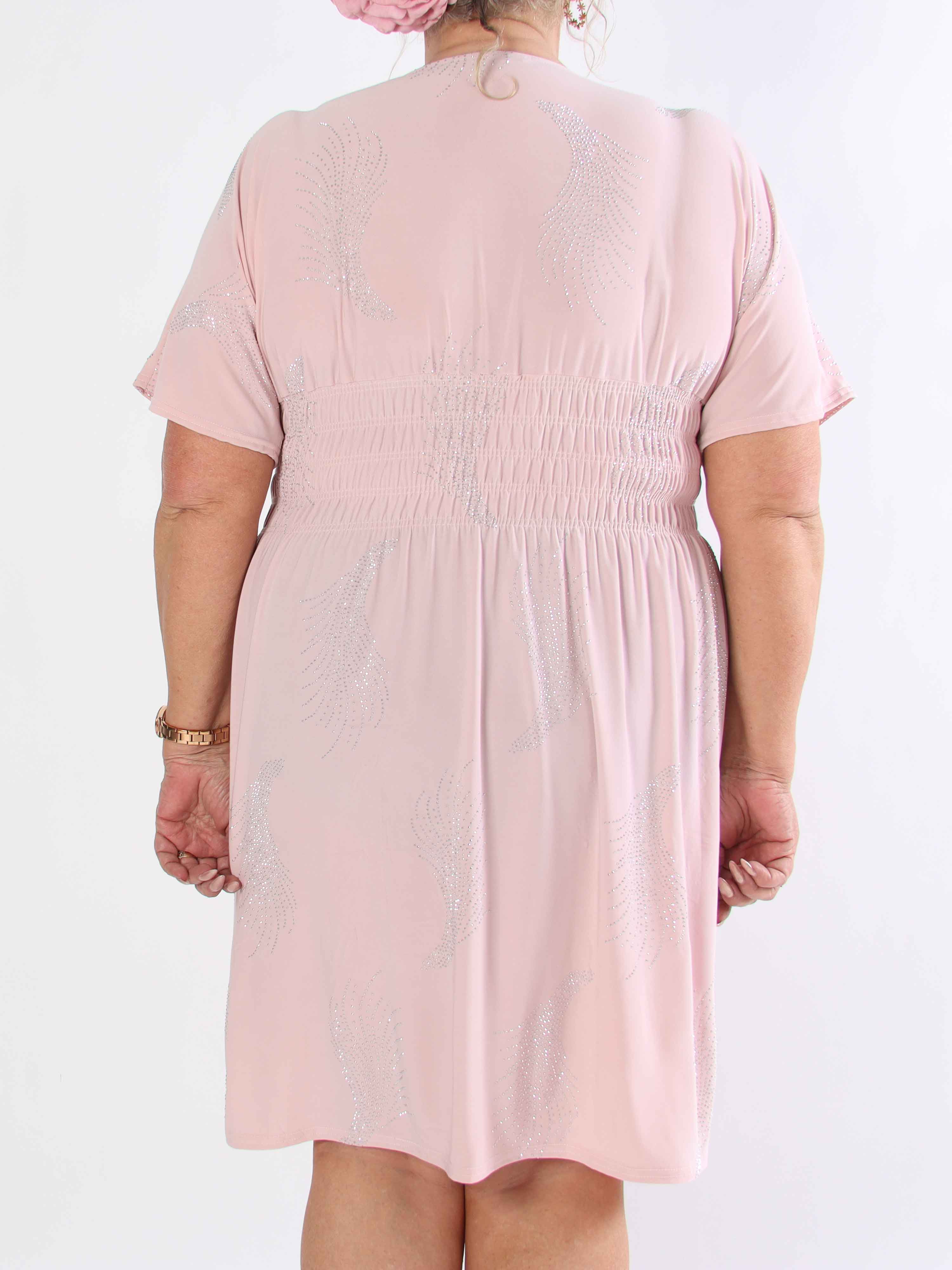 Pams Leaf Crystal Short - Stretch plus size klänning med strassmönster