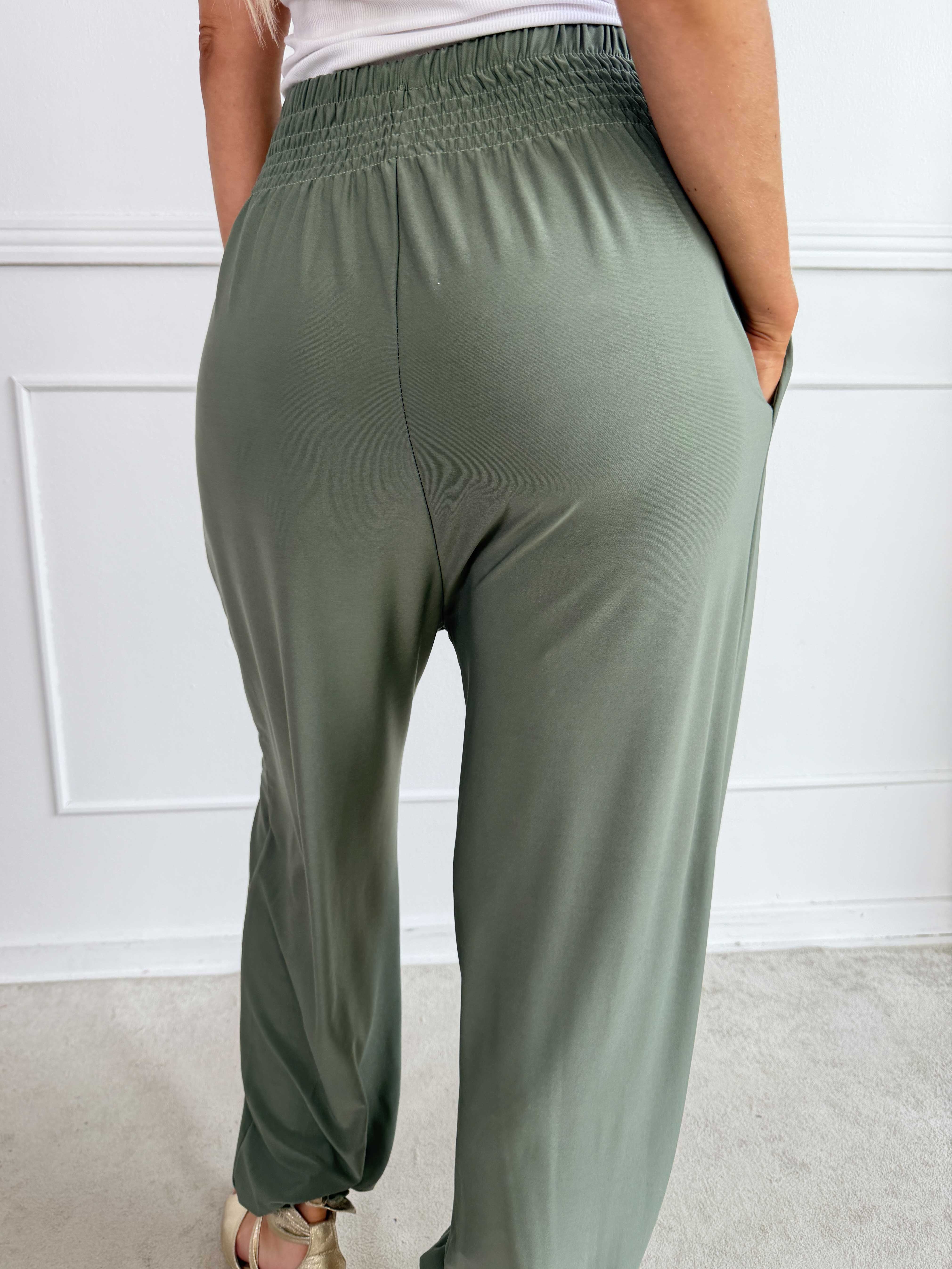 Pams Plain Harem Pants - Elastiske bukser med smock i taljen