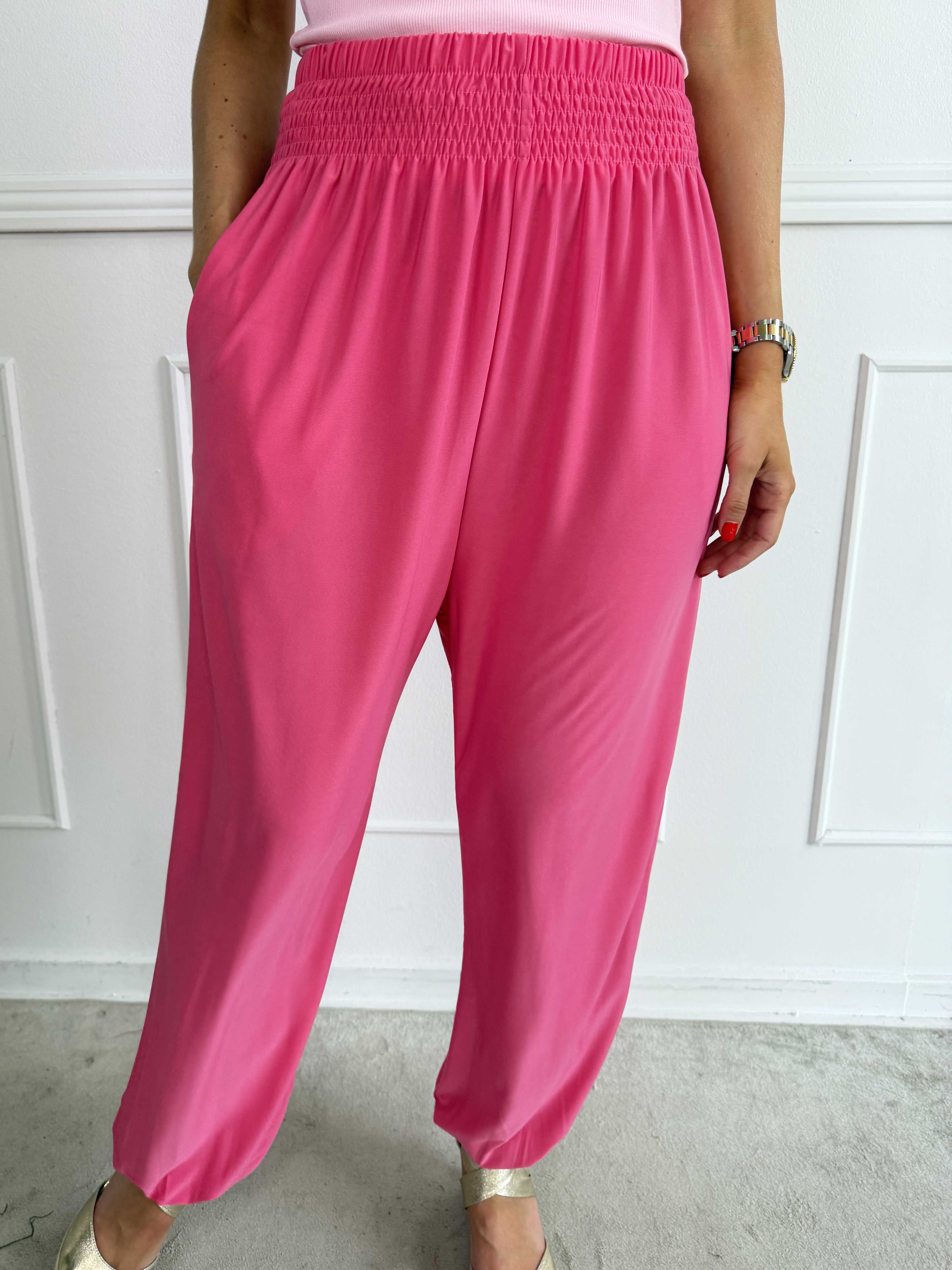 Pams Plain Harem Pants - Elastiske bukser med smock i taljen