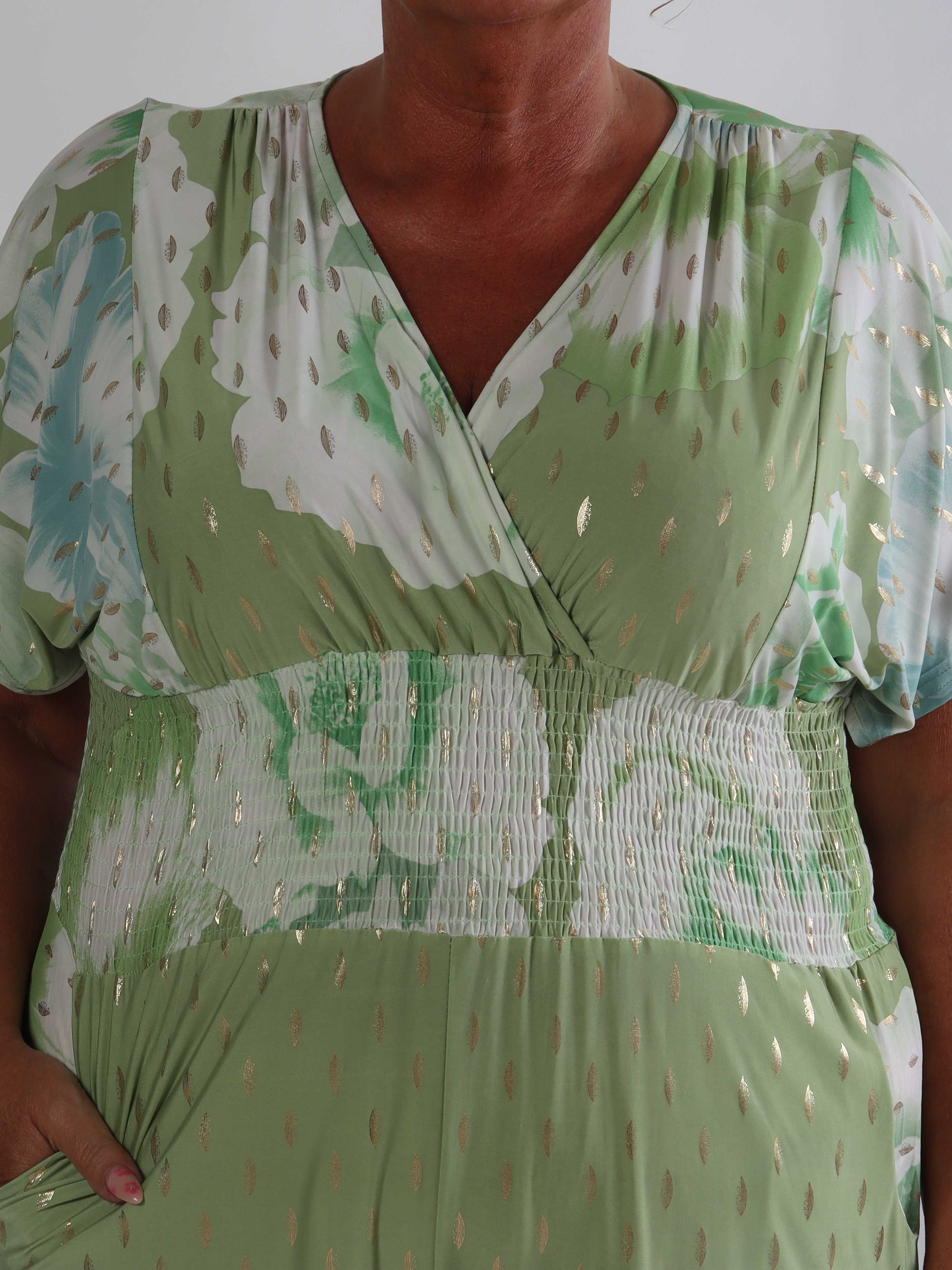 Pams Peony Jumpsuit - Elastisk plus size buksedragt med blomstermotiver