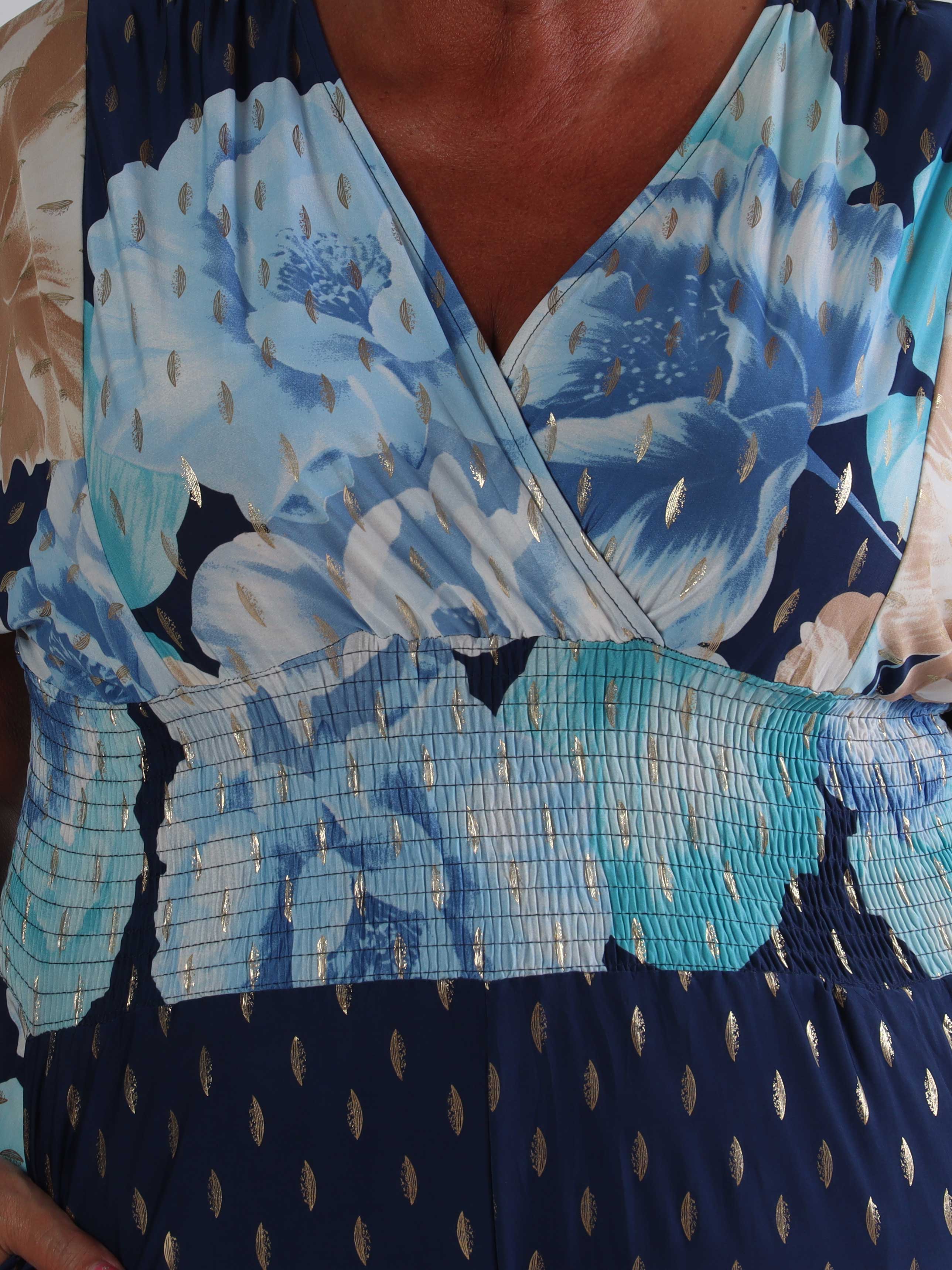 Pams Peony Jumpsuit - Elastisk plus size buksedragt med blomstermotiver