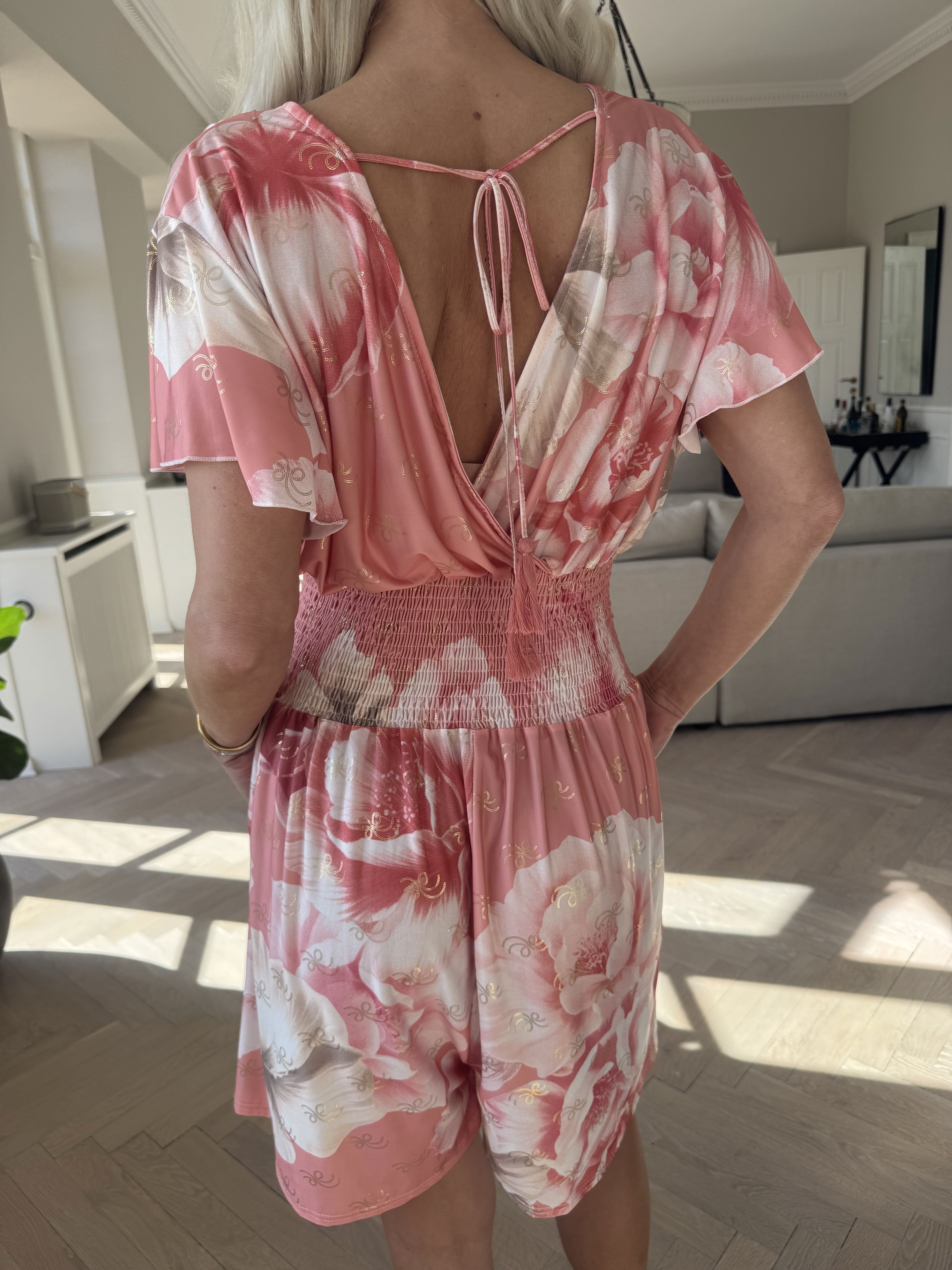 Pams Peony Playsuit - Jumpsuit med resår och blommigt tryck