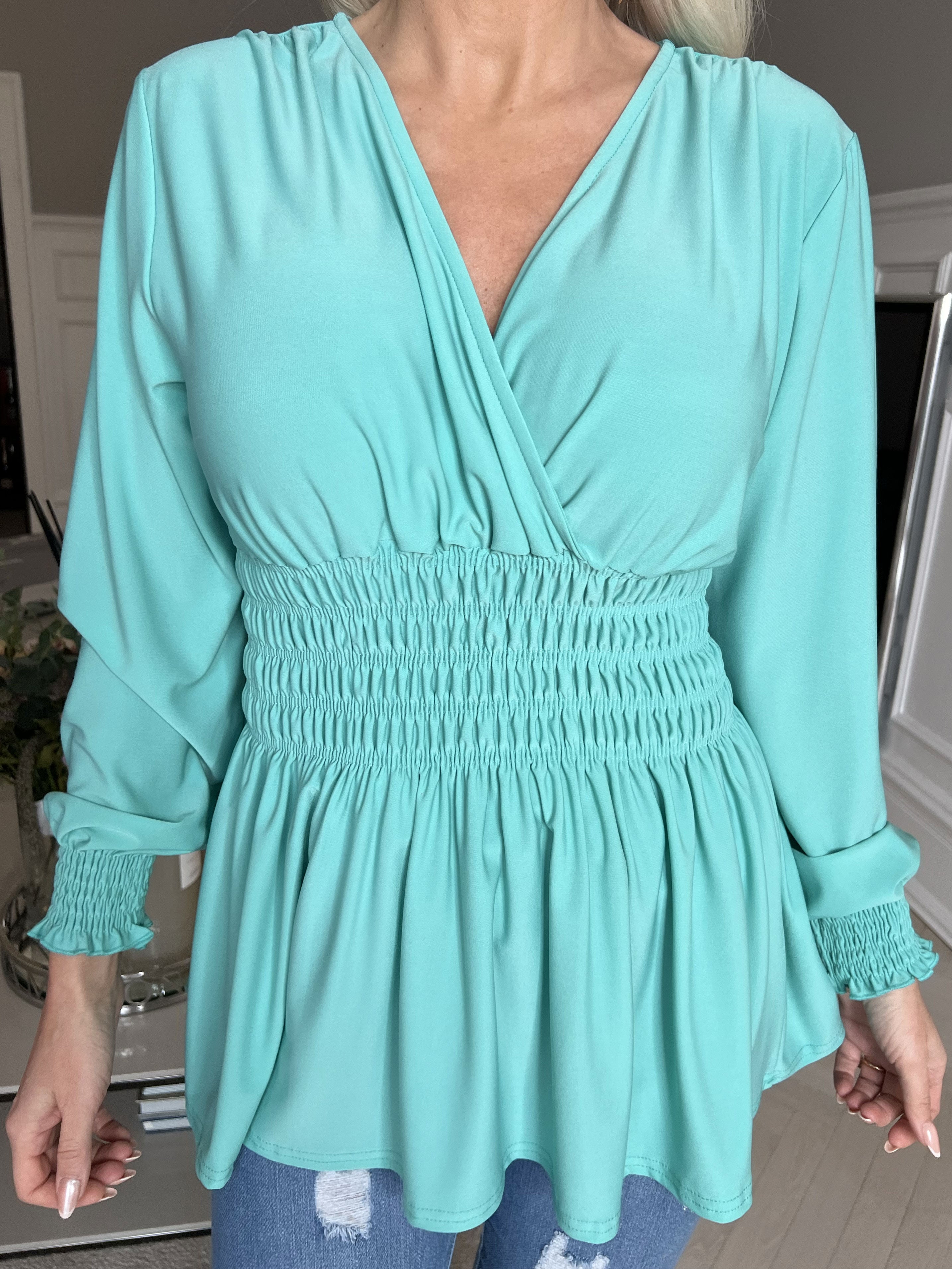 Pams Plain Shirt L/S - Blus i elastiskt tyg med långa ärmar