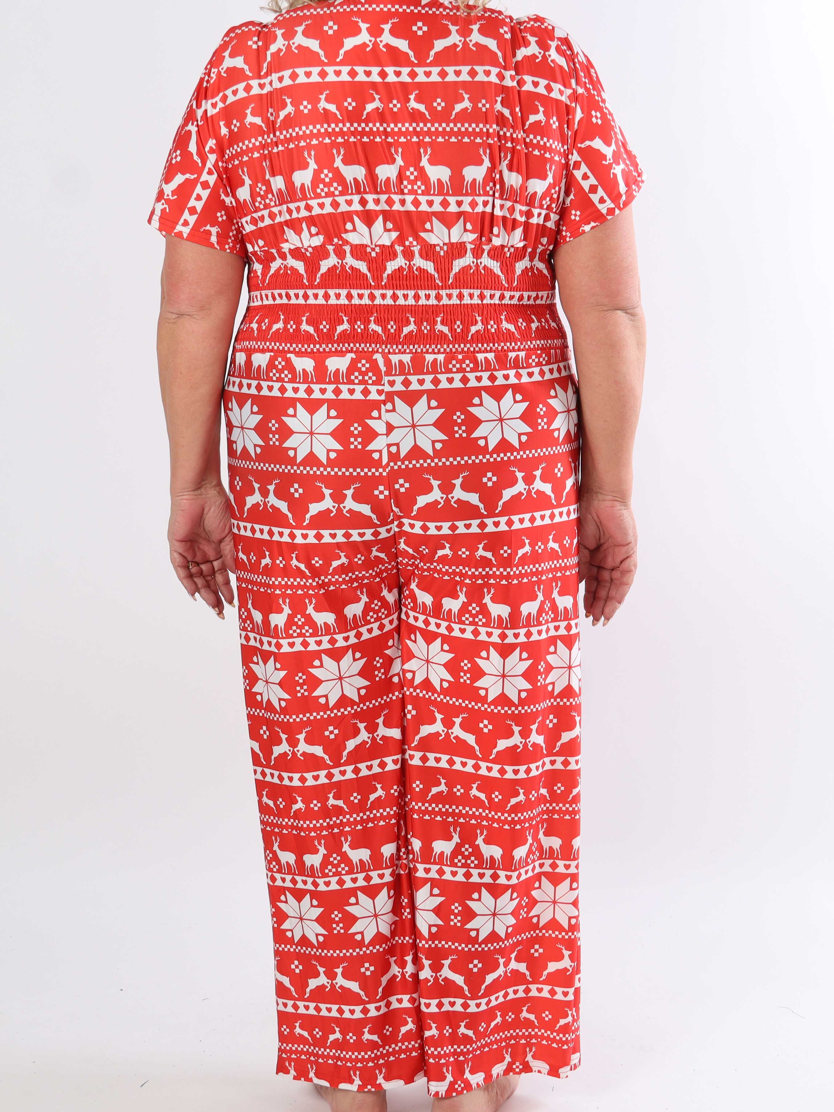 Pams Snow Jumpsuit - Elastisk jumpsuit i plusstorlek med jultryck
