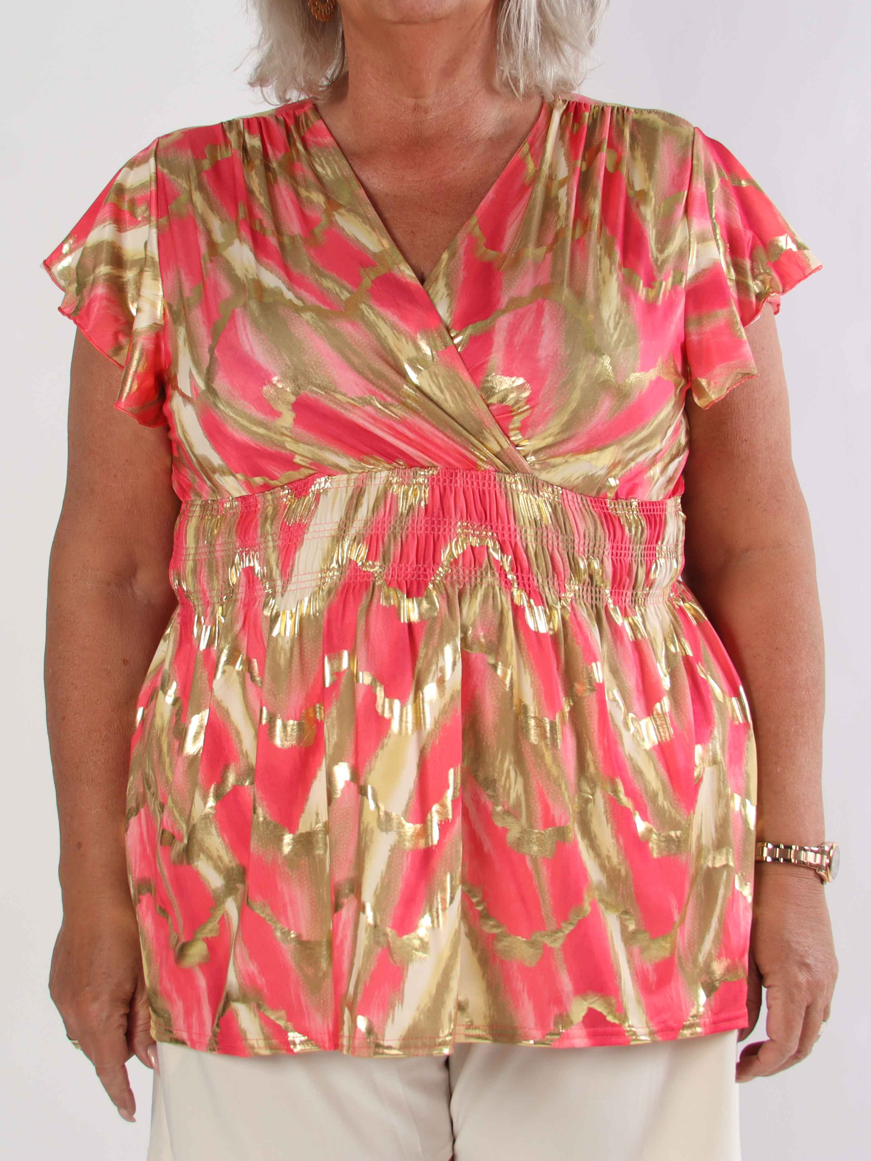 Pams Wave Shirt - Söt plus size tunika i fint mönster med resår