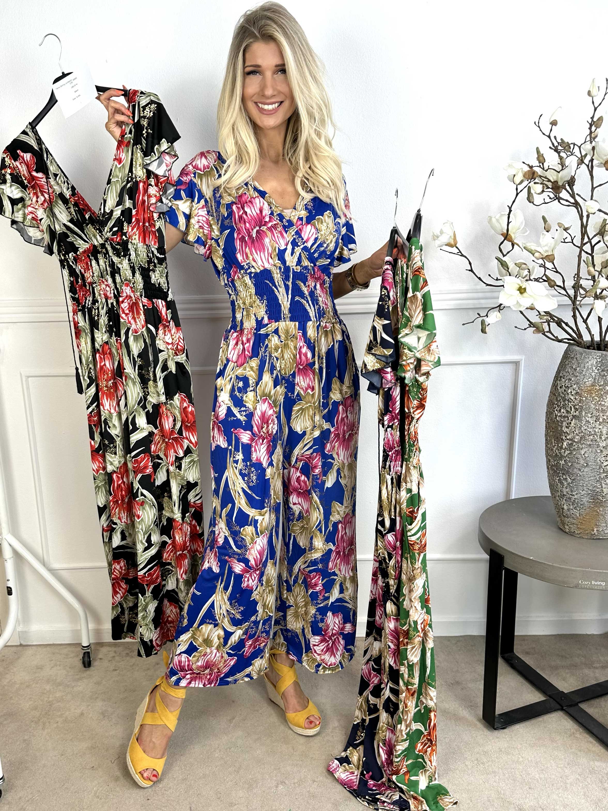 Pams Spring Jumpsuit O/B - Blommig jumpsuit med resår