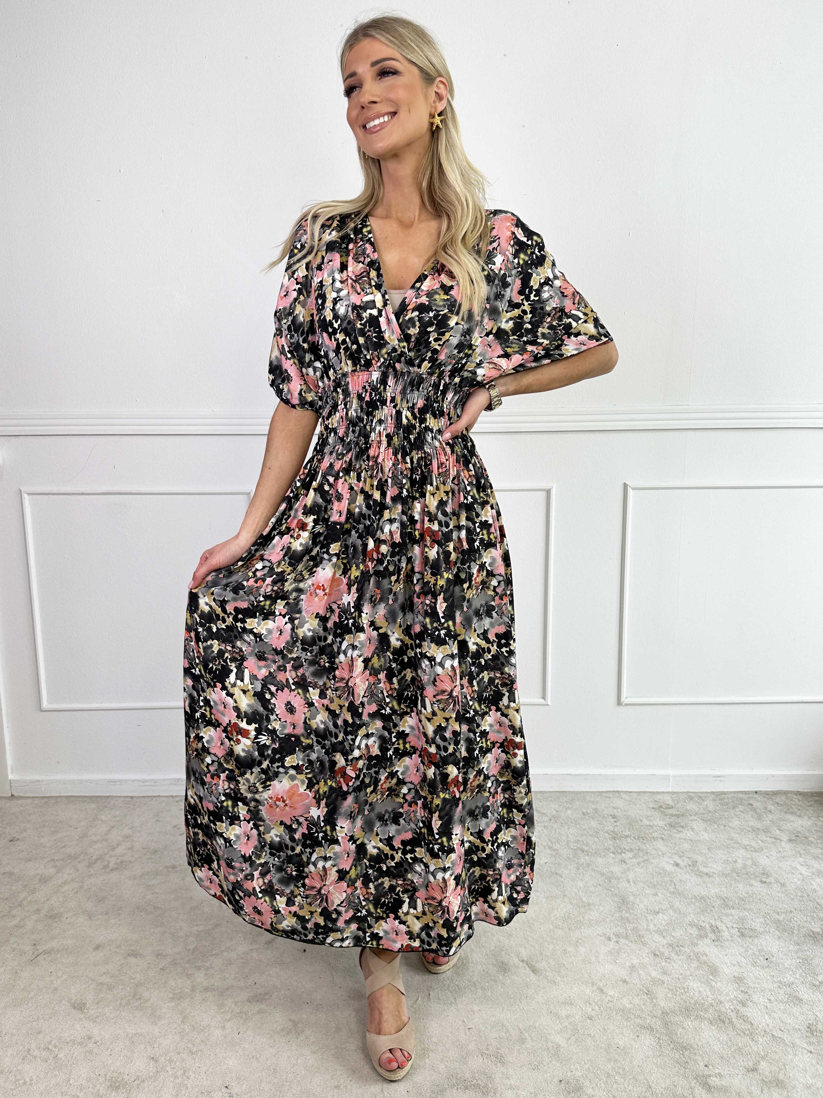 Pams Flower Viscose - Klänning nu i viskos med blomstermönster och smock